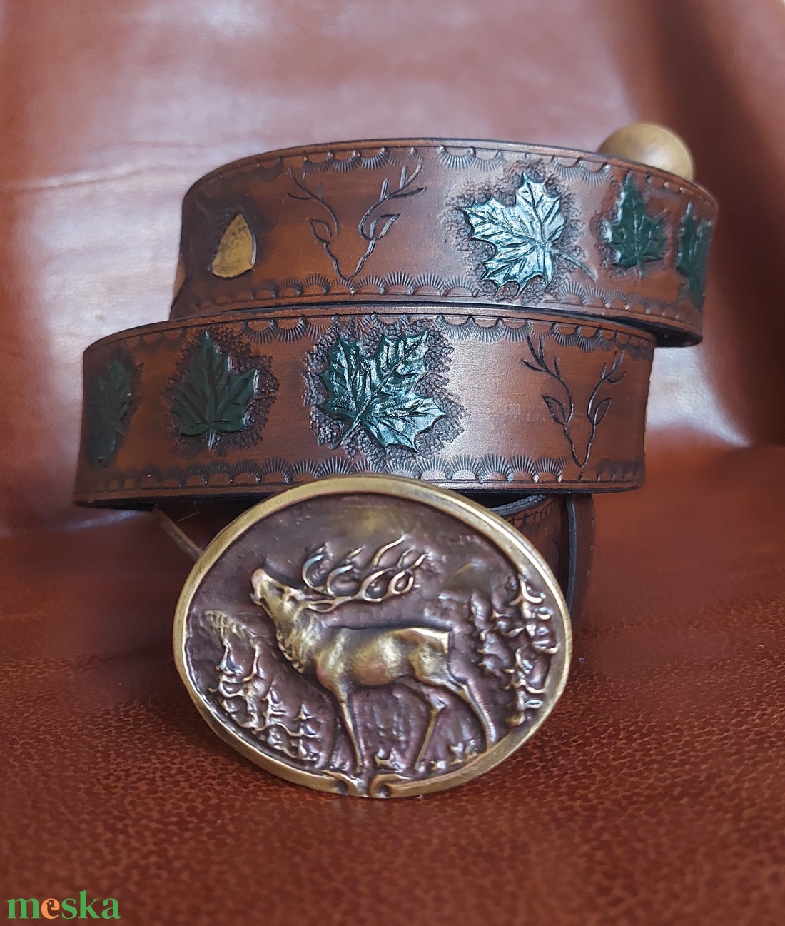 Marhabőr Szarvas csattos Uniszex öv  - esküvő - kiegészítők - öv & pánt - Meska.hu