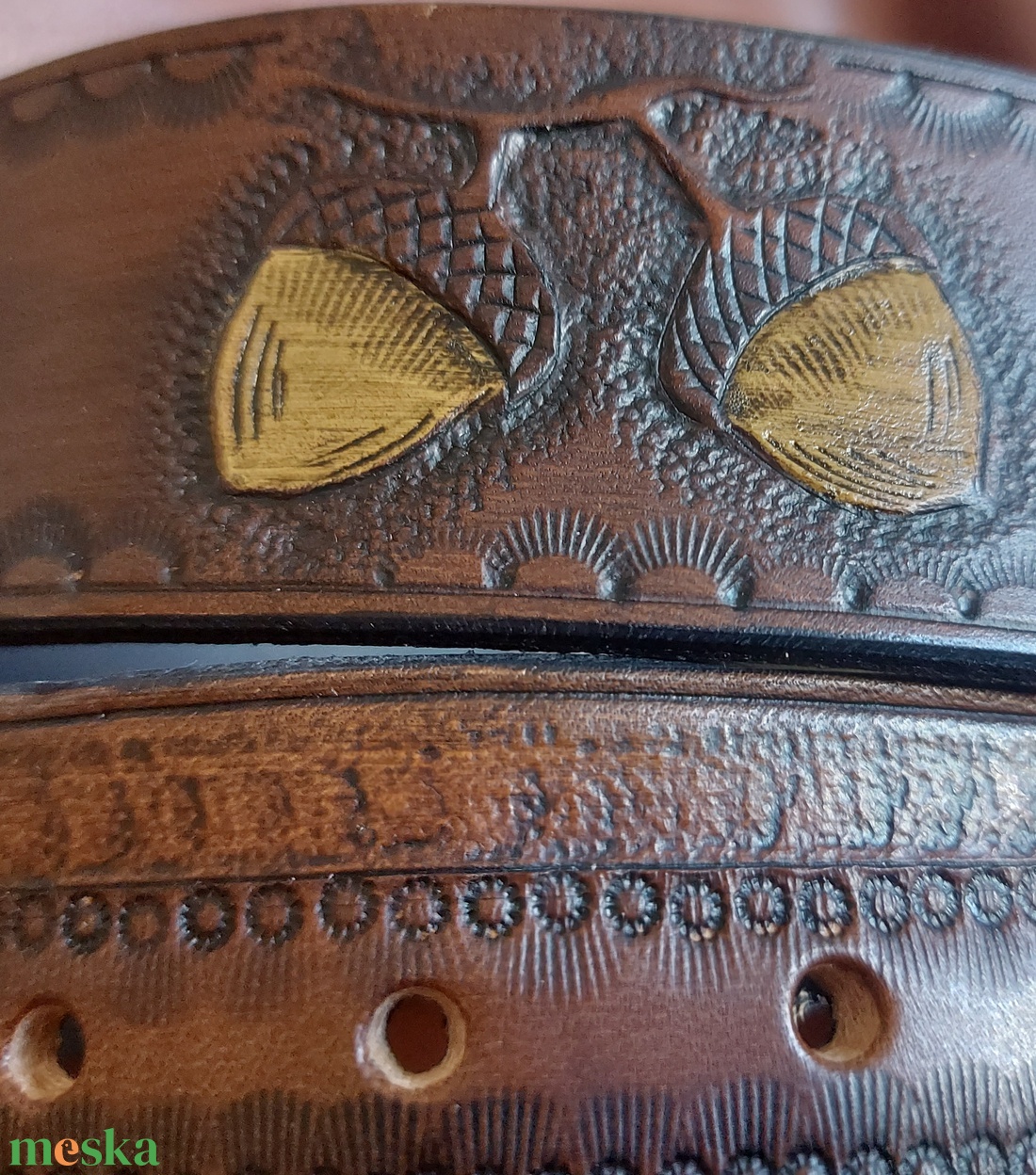 Marhabőr Szarvas csattos Uniszex öv  - esküvő - kiegészítők - öv & pánt - Meska.hu