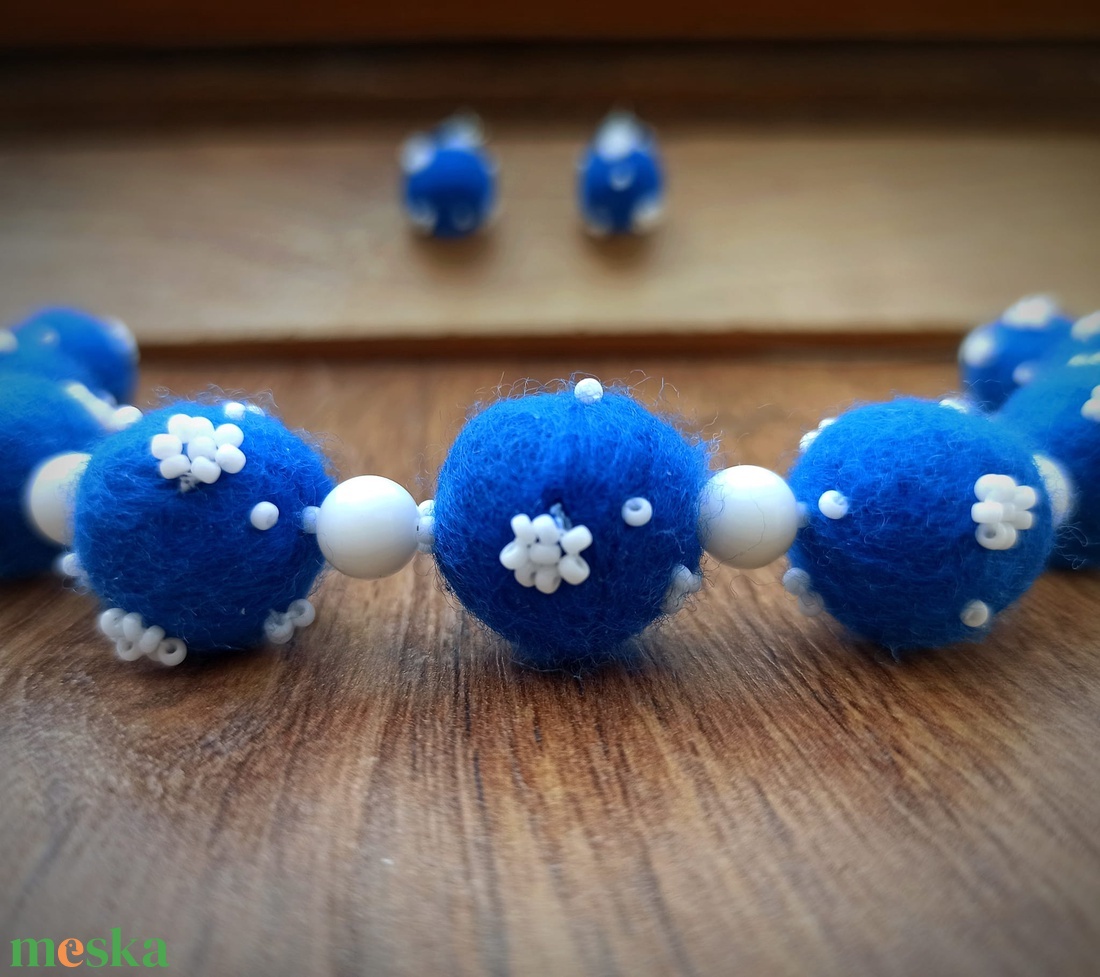 Nemez ékszerszett (kékfestő ihlette)  - ékszer - ékszerszett - Meska.hu