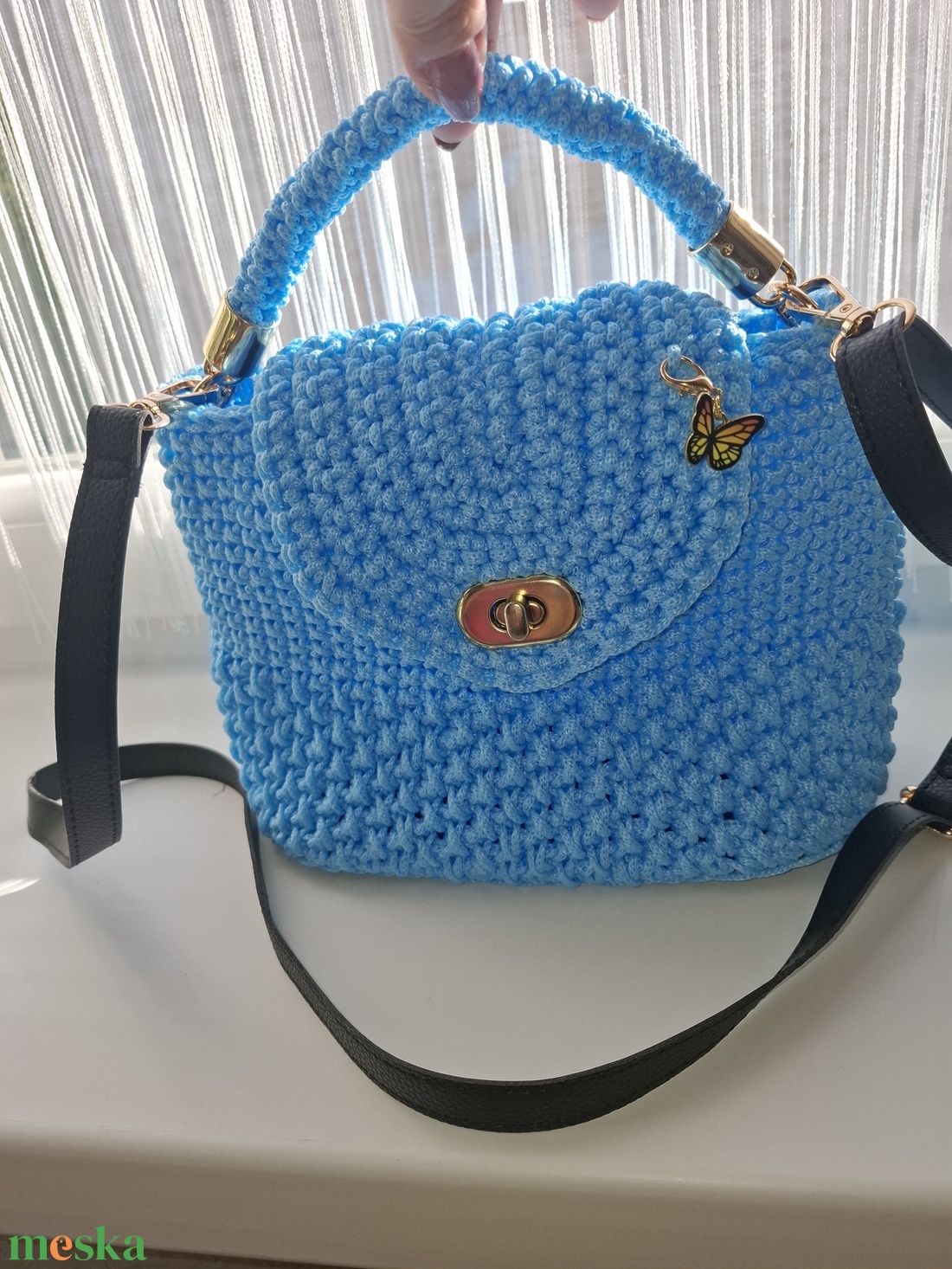 Sky Butterfly  kézzel horgolt női táska LaNelly  - táska & tok - kézitáska & válltáska - alkalmi táska - Meska.hu