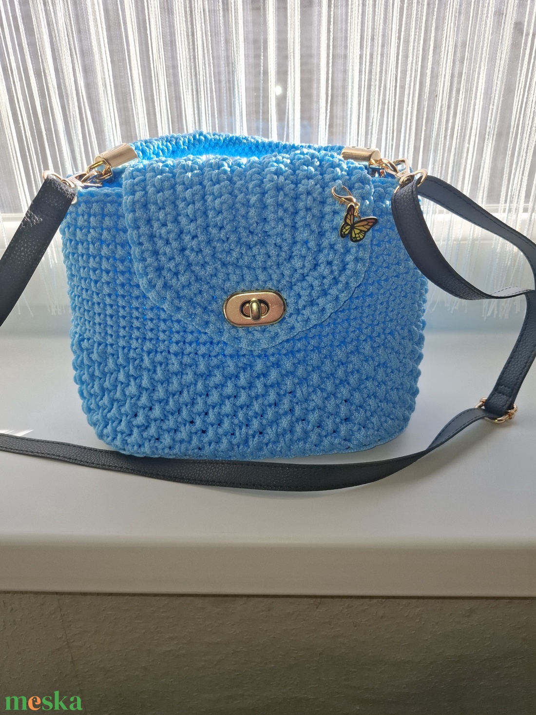 Sky Butterfly  kézzel horgolt női táska LaNelly  - táska & tok - kézitáska & válltáska - alkalmi táska - Meska.hu