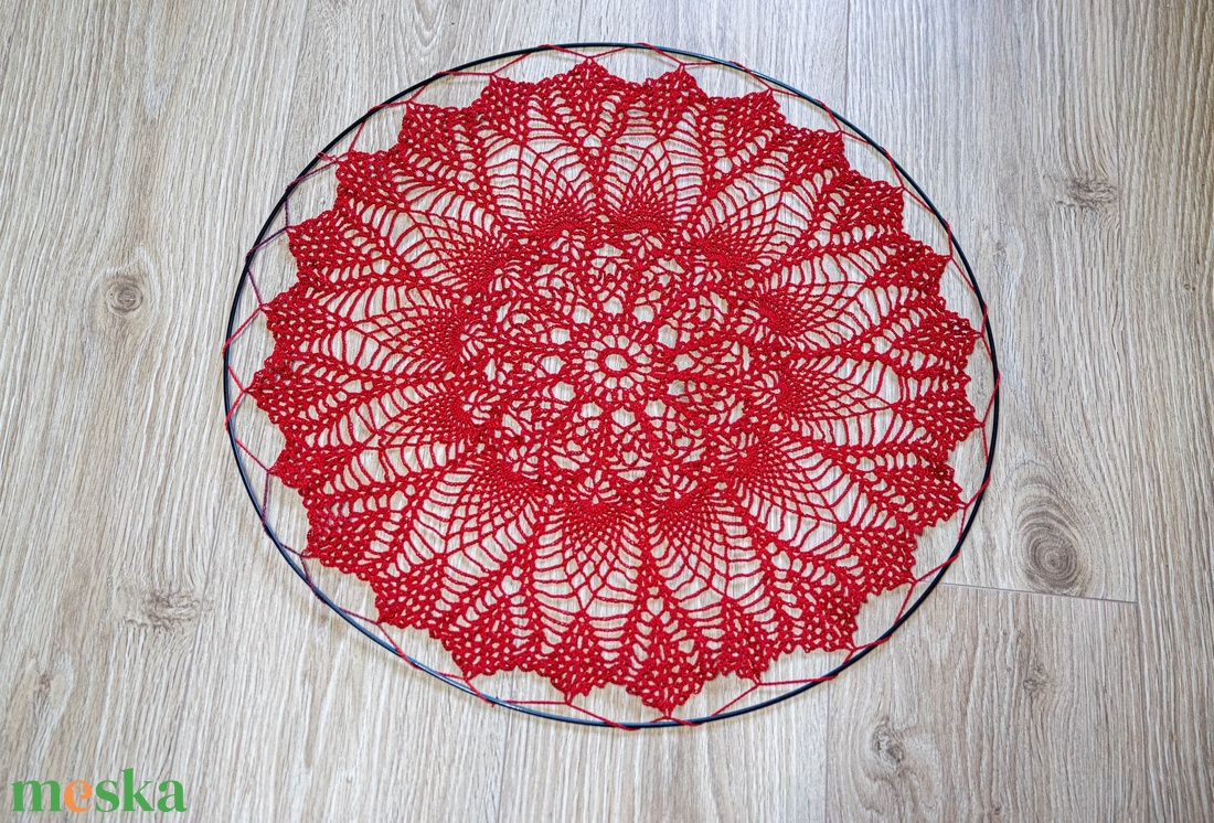 Bordó horgolt mandala 50 cm - otthon & életmód - dekoráció - fali és függő dekoráció - függődísz - Meska.hu