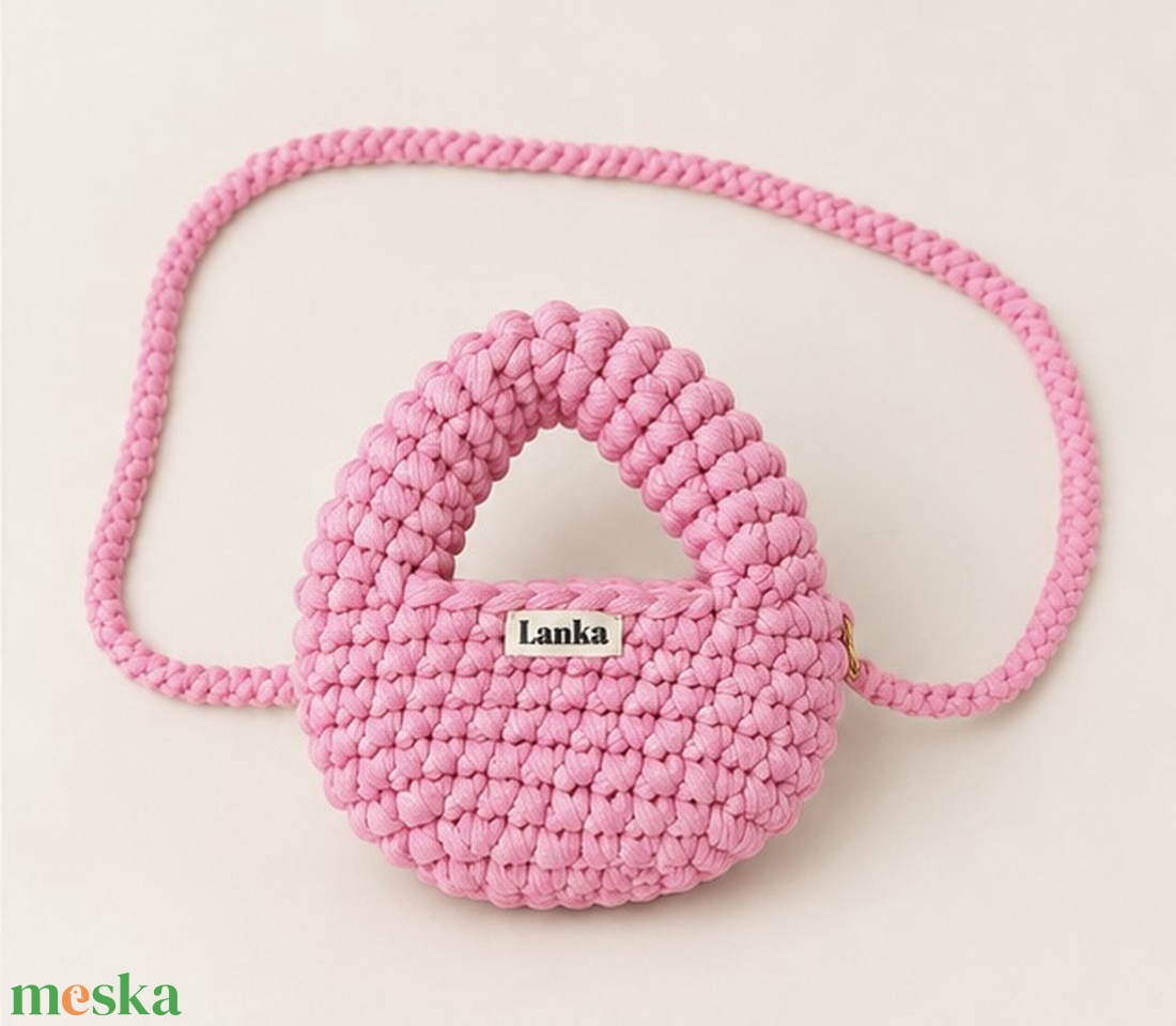 Cím: Lanka Kézműves Horgolt Mini Válltáska � Rózsaszín Crossbody - táska & tok - kézitáska & válltáska - vállon átvethető táska - Meska.hu