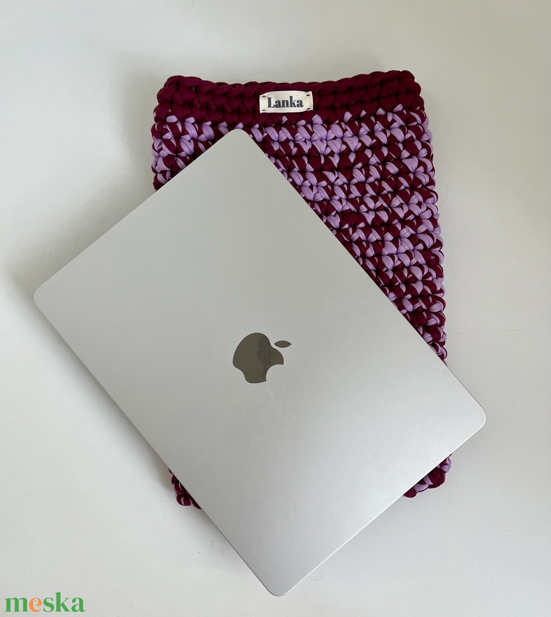 Lanka Kézműves Horgolt MacBook Tok � Bordó-Mályva Laptop Sleeves - táska & tok - laptoptáska, laptop hátizsák - Meska.hu