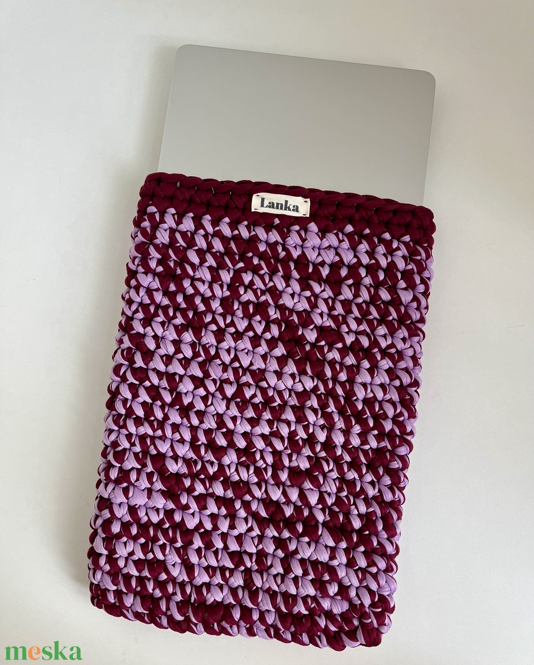 Lanka Kézműves Horgolt MacBook Tok � Bordó-Mályva Laptop Sleeves - táska & tok - laptoptáska, laptop hátizsák - Meska.hu