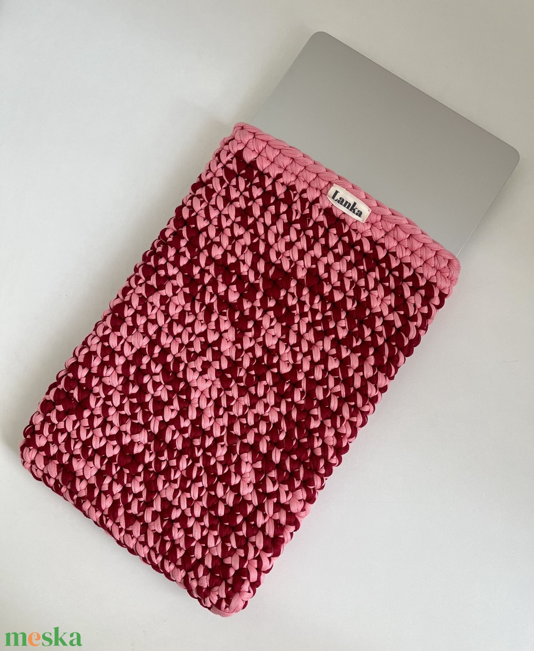 Lanka Kézműves Horgolt MacBook Tok � Mályva-Rózsaszín Laptop Sleeves - táska & tok - laptoptáska, laptop hátizsák - Meska.hu