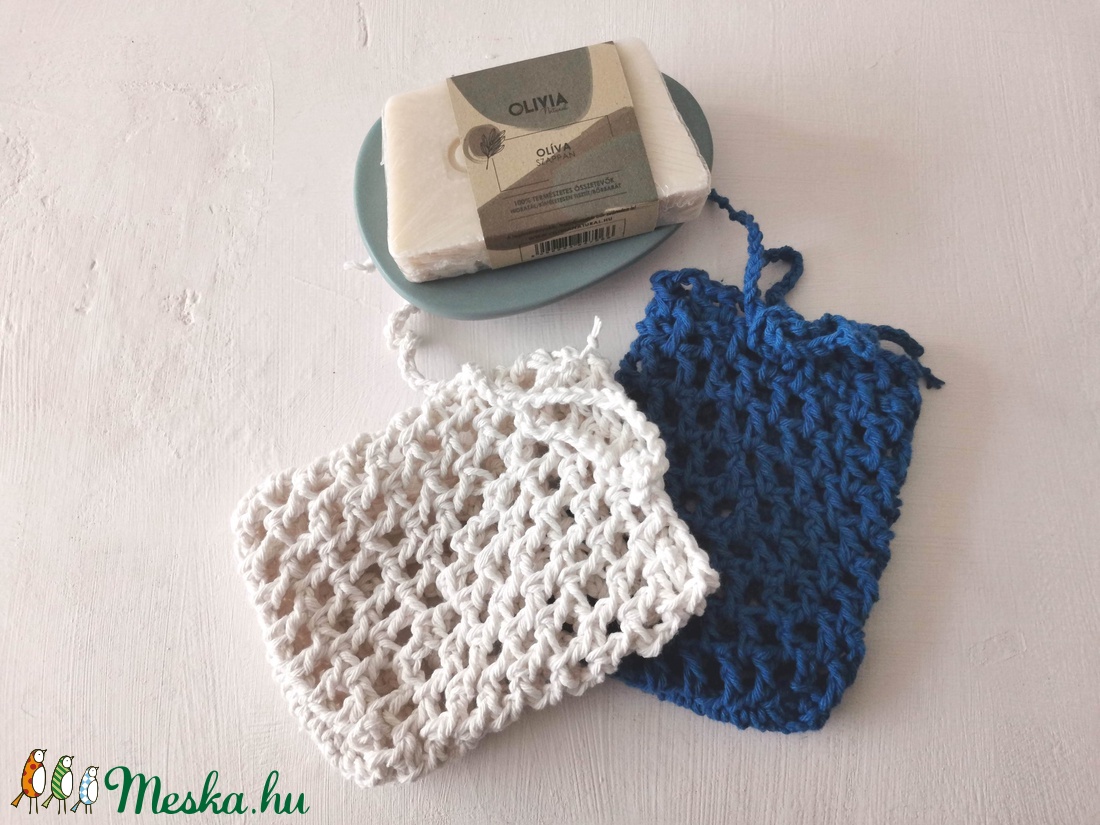 Horgolt pamut szappanzsák - szépségápolás - szappan & fürdés - szappanzsák - Meska.hu