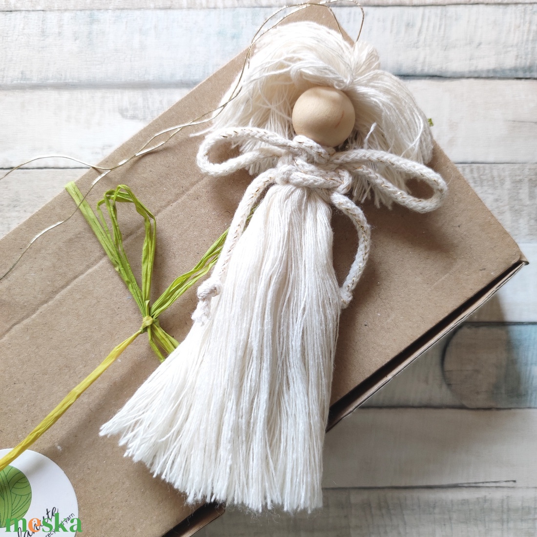 Csináld magad! 3 makramé angyal  autódísz, karácsonyfadísz természetes anyagokból, saját készítésű ajándék - diy (csináld magad) - egységcsomag - Meska.hu