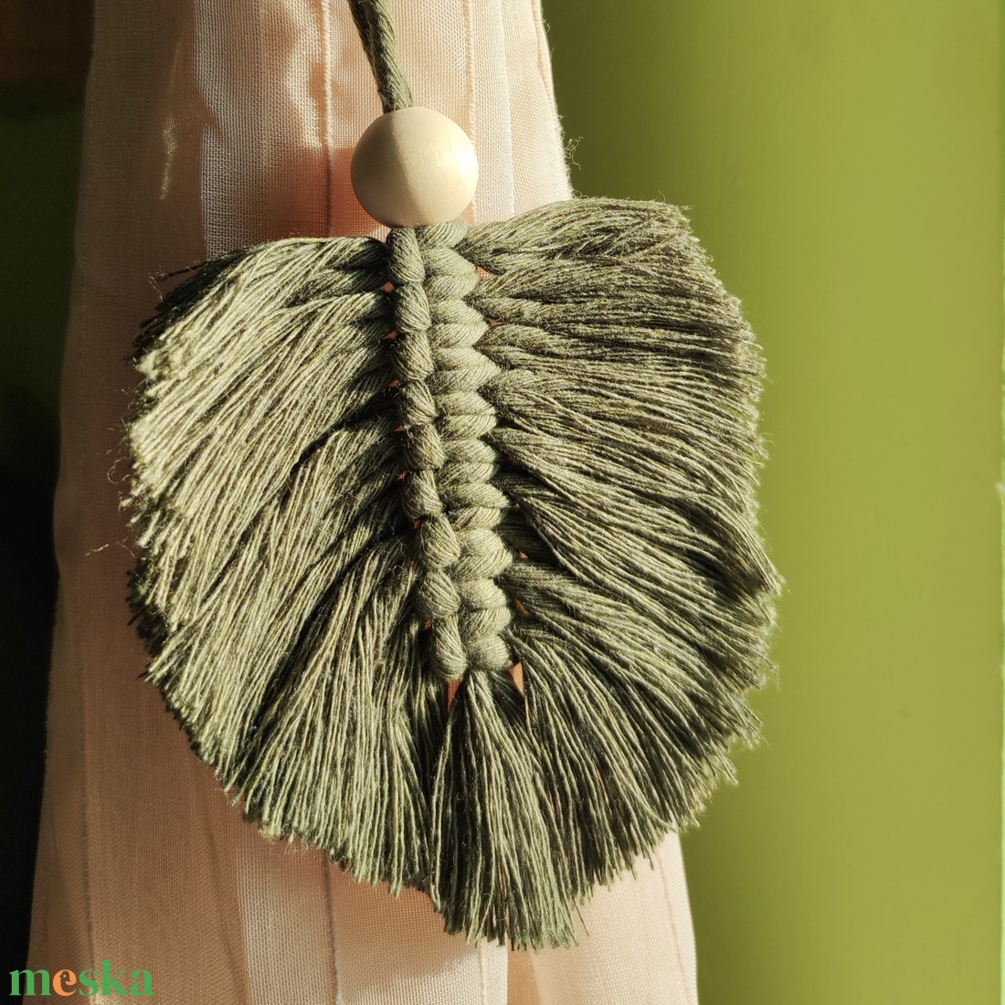 DIY:  3 kifésülhető makramé levél újrahasznosított pamut fonalból, saját készítésű ajándék, falidísz - diy (csináld magad) - egységcsomag - Meska.hu