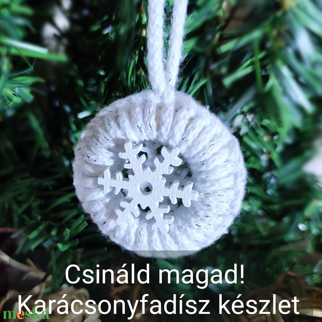 4 DIY hópelyhes karácsonyfadísz, könnyen elkészíthető makramé koszorú - diy (csináld magad) - egységcsomag - Meska.hu