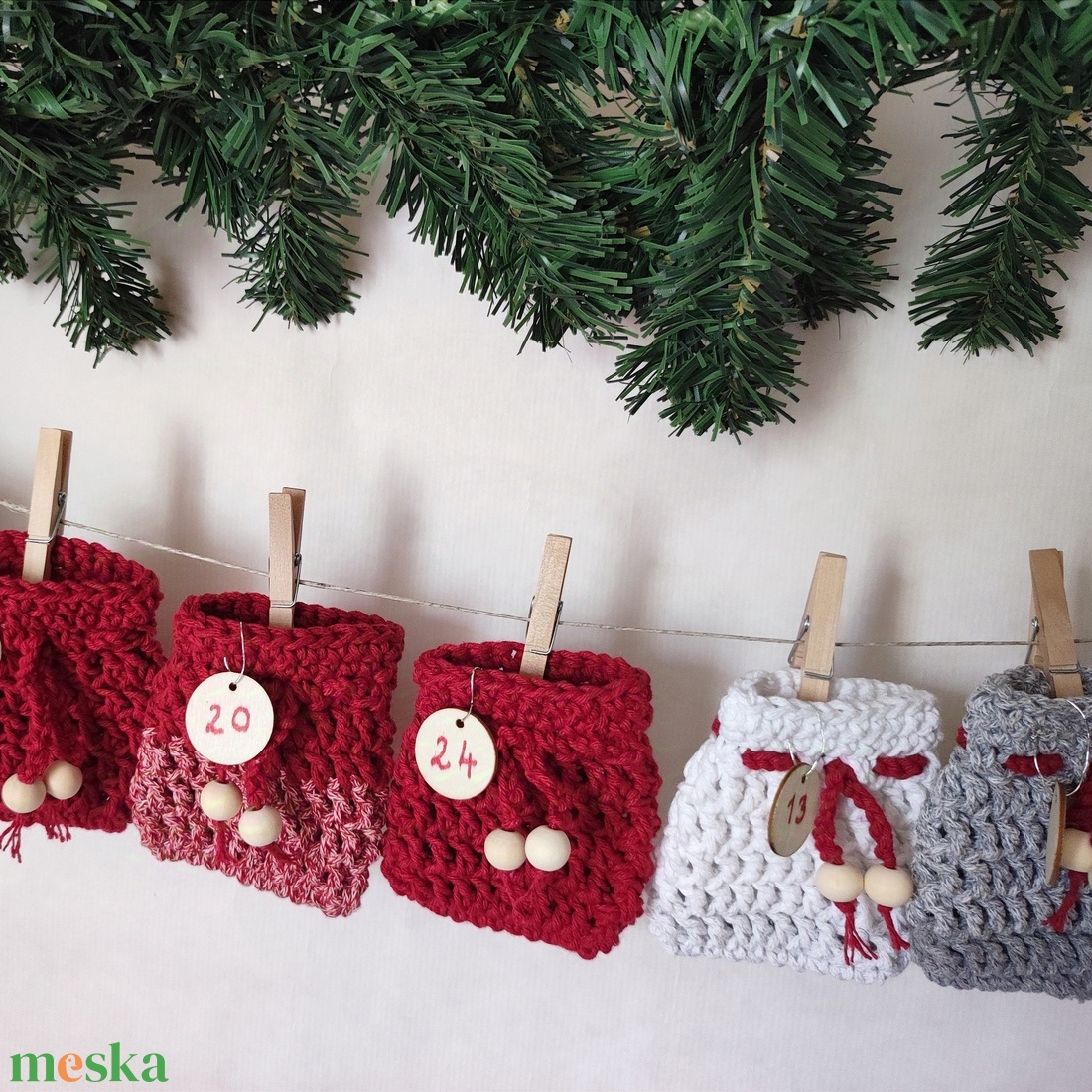 Horgolt adventi naptár gyerekeknek újrahasznosított pamutfonalból, adventi kalendárium, girland - karácsony - adventi díszek - adventi naptár - Meska.hu Horgolt adventi naptár gyerekeknek újrahasznosított pamutfonalból, adventi kalendárium, girland - karácsony - adventi díszek - adventi naptár - Meska.hu