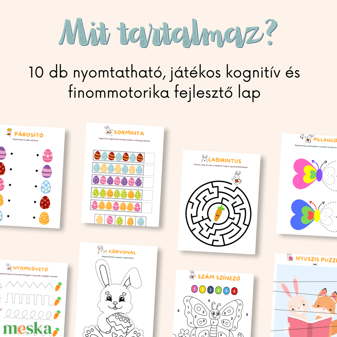 Húsvéti Fejlesztő és Családi játék csomag (Memória, Bingo) + DIY dekorációk  - játék & sport - készségfejlesztő és logikai játék - oktató játékok - Meska.hu