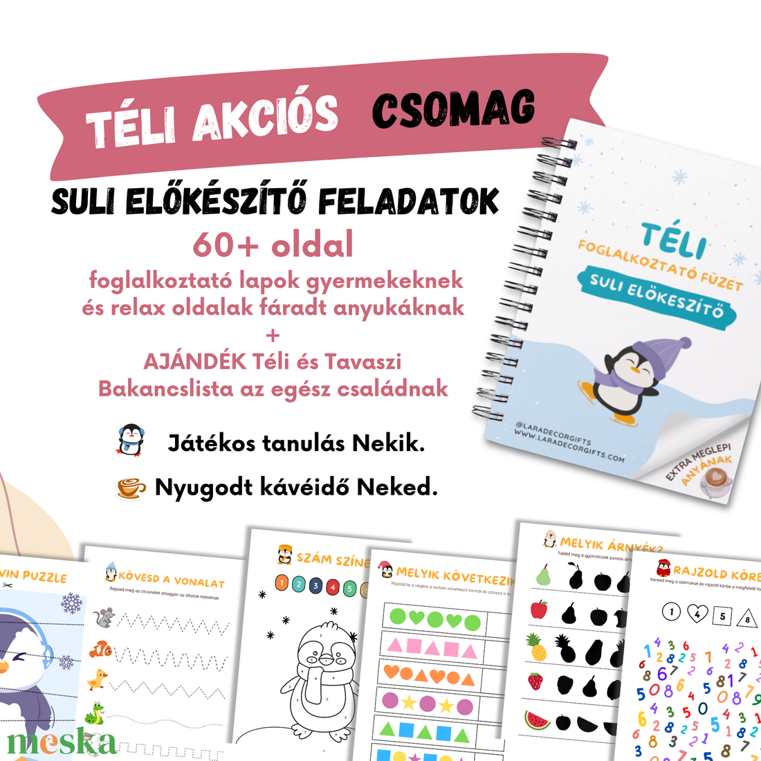 Játékos Készségfejlesztő Suli előkészítő Feladatlapok  (Akciós Téli kiadás) + AJÁNDÉK Tavaszi Bakancslista - játék & sport - készségfejlesztő és logikai játék - oktató játékok - Meska.hu