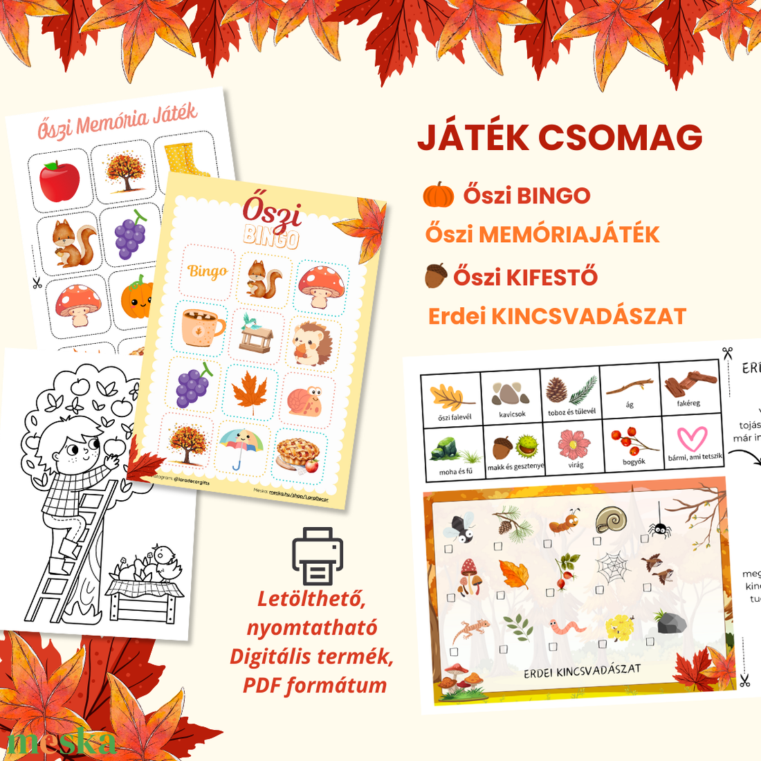 Őszi Játék és Élmény Csomag, Bakancslista(tervező naptárral), Kincsvadászat, Bingo, Memóriajáték - játék & sport - készségfejlesztő és logikai játék - oktató játékok - Meska.hu Őszi Játék és Élmény Csomag, Bakancslista(tervező naptárral), Kincsvadászat, Bingo, Memóriajáték - játék & sport - készségfejlesztő és logikai játék - oktató játékok - Meska.hu