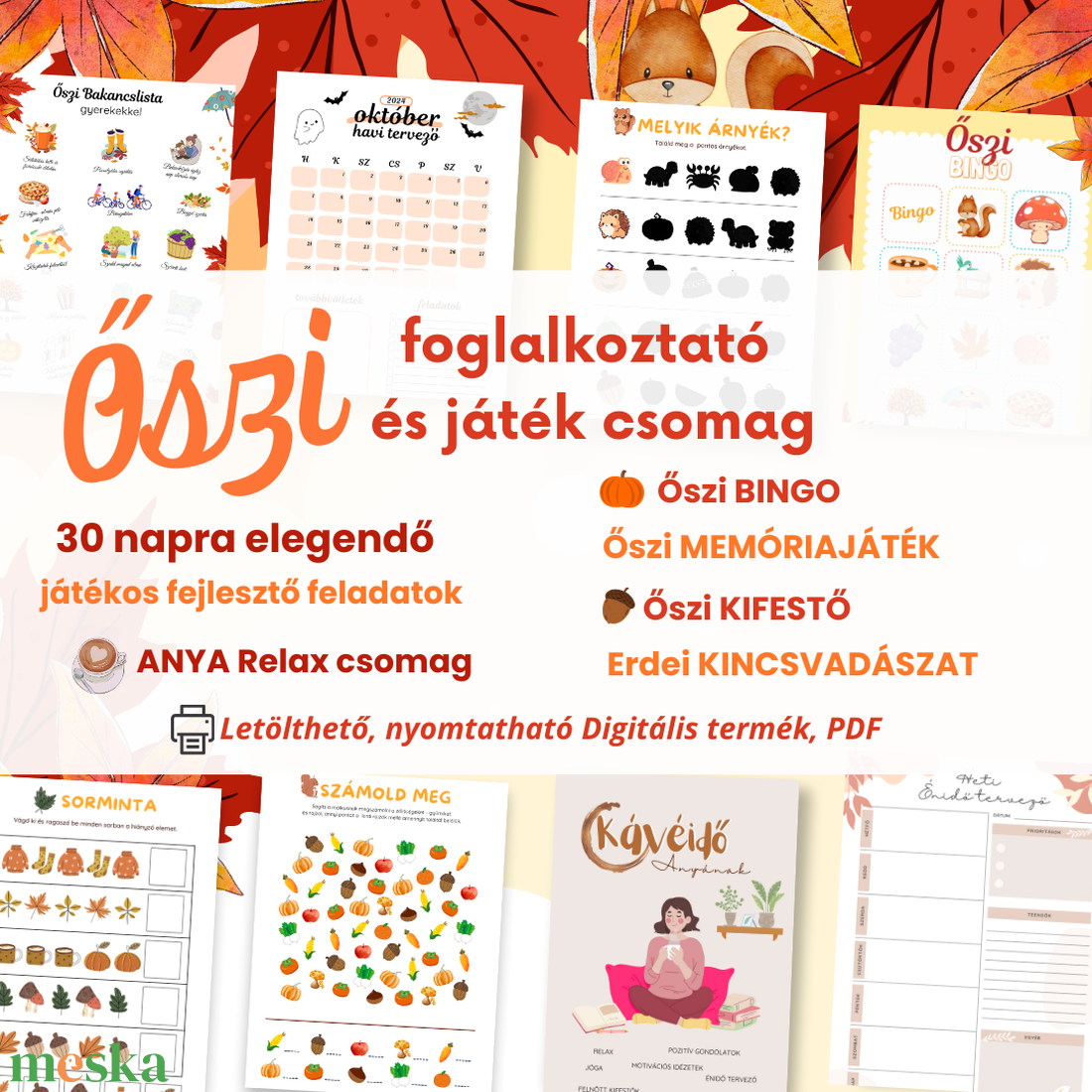 30+ oldal ŐSZI foglalkoztató és családi játék csomag (Memória, Bingo, Bakancslista, Kincskereső) - játék & sport - készségfejlesztő és logikai játék - oktató játékok - Meska.hu 30+ oldal ŐSZI foglalkoztató és családi játék csomag (Memória, Bingo, Bakancslista, Kincskereső) - játék & sport - készségfejlesztő és logikai játék - oktató játékok - Meska.hu
