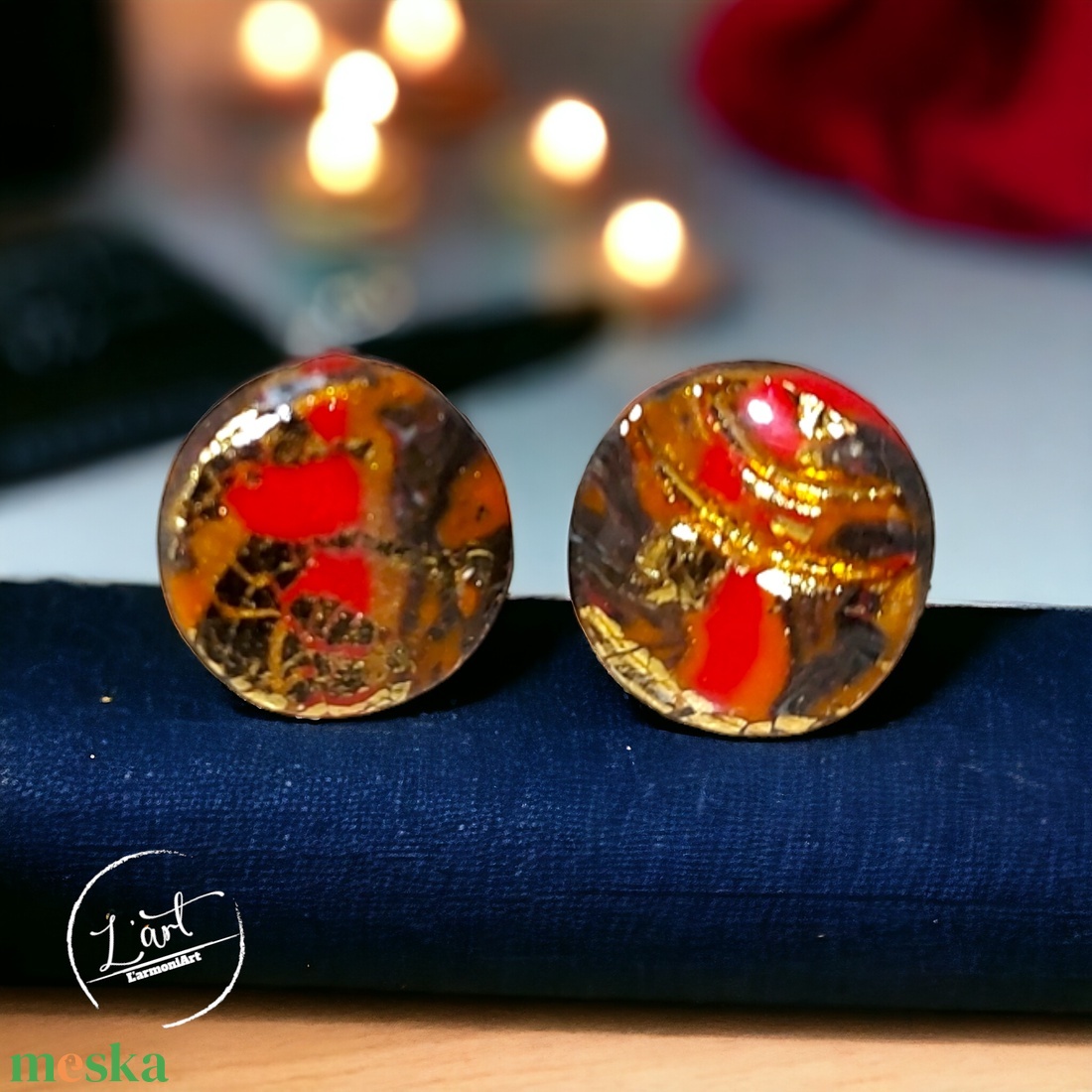 Klimt és Van Gogh inspiráció, fülbevaló - ékszer - fülbevaló - pötty fülbevaló - Meska.hu Klimt és Van Gogh inspiráció, fülbevaló - ékszer - fülbevaló - pötty fülbevaló - Meska.hu