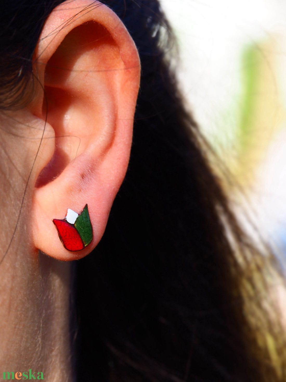TŰZZOMÁNC Tulipán trikolor fülbevaló, kokárda, magyar - - Meska.hu TŰZZOMÁNC Tulipán trikolor fülbevaló, kokárda, magyar - - Meska.hu