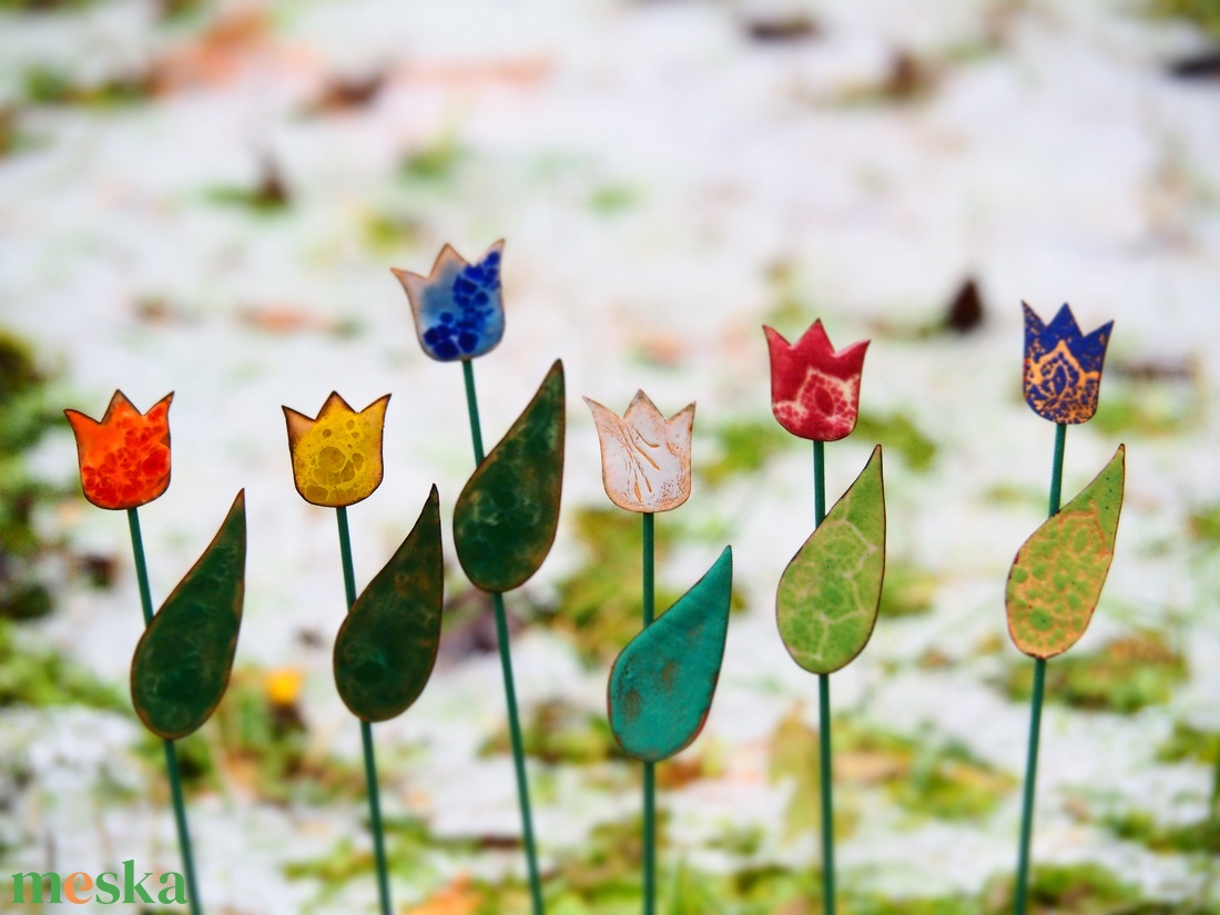 Szálas tulipán - tűzzománc - otthon & életmód - dekoráció - dísztárgy - Meska.hu