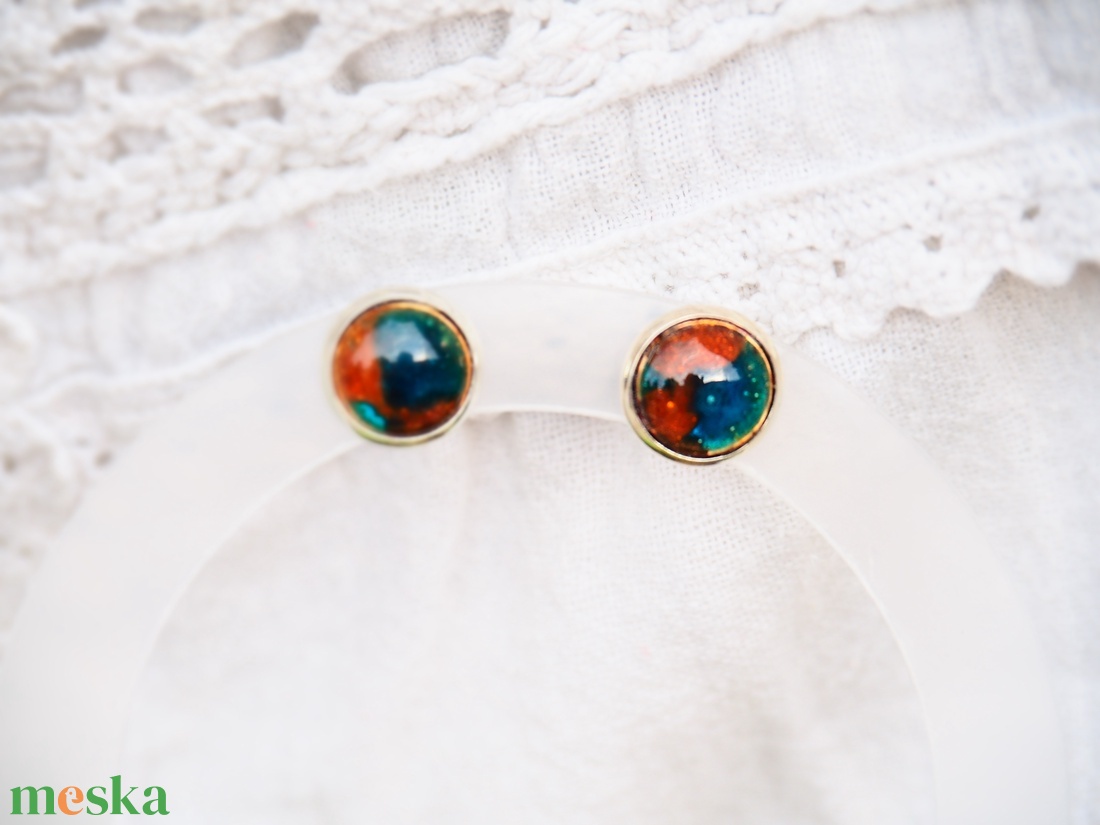 Bedugós fülbevaló - tűzzománc - türkiz-narancs - ékszer - fülbevaló - pötty fülbevaló - Meska.hu Bedugós fülbevaló - tűzzománc - türkiz-narancs - ékszer - fülbevaló - pötty fülbevaló - Meska.hu