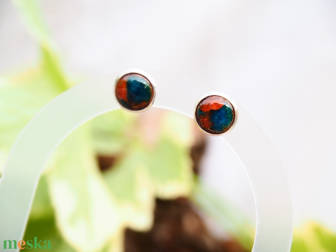 Bedugós fülbevaló - tűzzománc - türkiz-narancs - ékszer - fülbevaló - pötty fülbevaló - Meska.hu Bedugós fülbevaló - tűzzománc - türkiz-narancs - ékszer - fülbevaló - pötty fülbevaló - Meska.hu