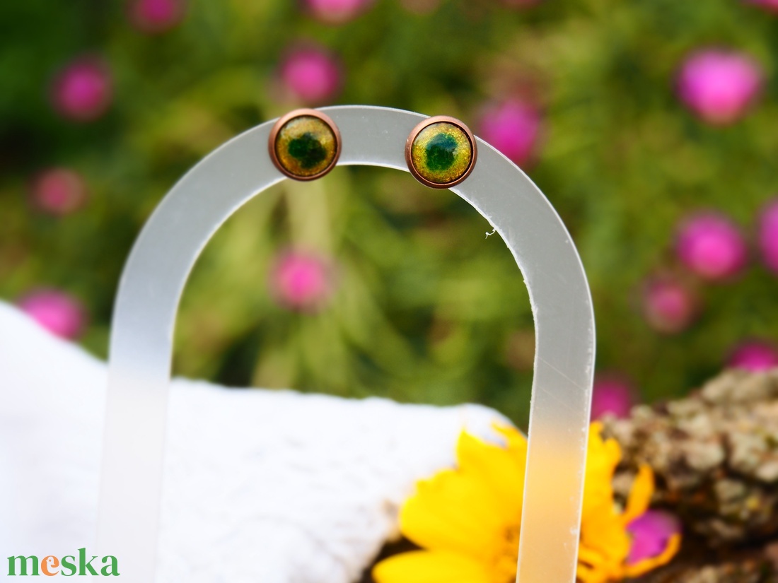 Bedugós fülbevaló - tűzzománc - sárga-zöld - ékszer - fülbevaló - pötty fülbevaló - Meska.hu Bedugós fülbevaló - tűzzománc - sárga-zöld - ékszer - fülbevaló - pötty fülbevaló - Meska.hu