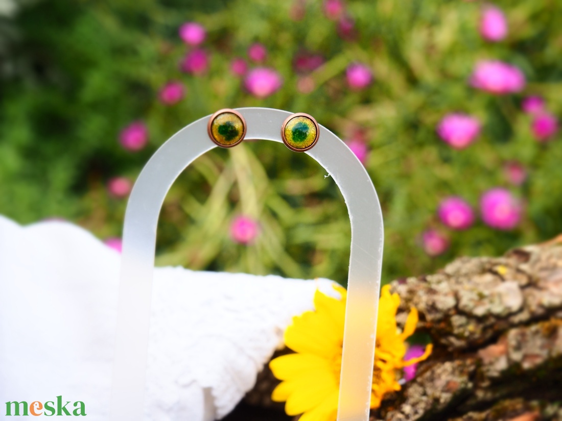 Bedugós fülbevaló - tűzzománc - sárga-zöld - ékszer - fülbevaló - pötty fülbevaló - Meska.hu Bedugós fülbevaló - tűzzománc - sárga-zöld - ékszer - fülbevaló - pötty fülbevaló - Meska.hu