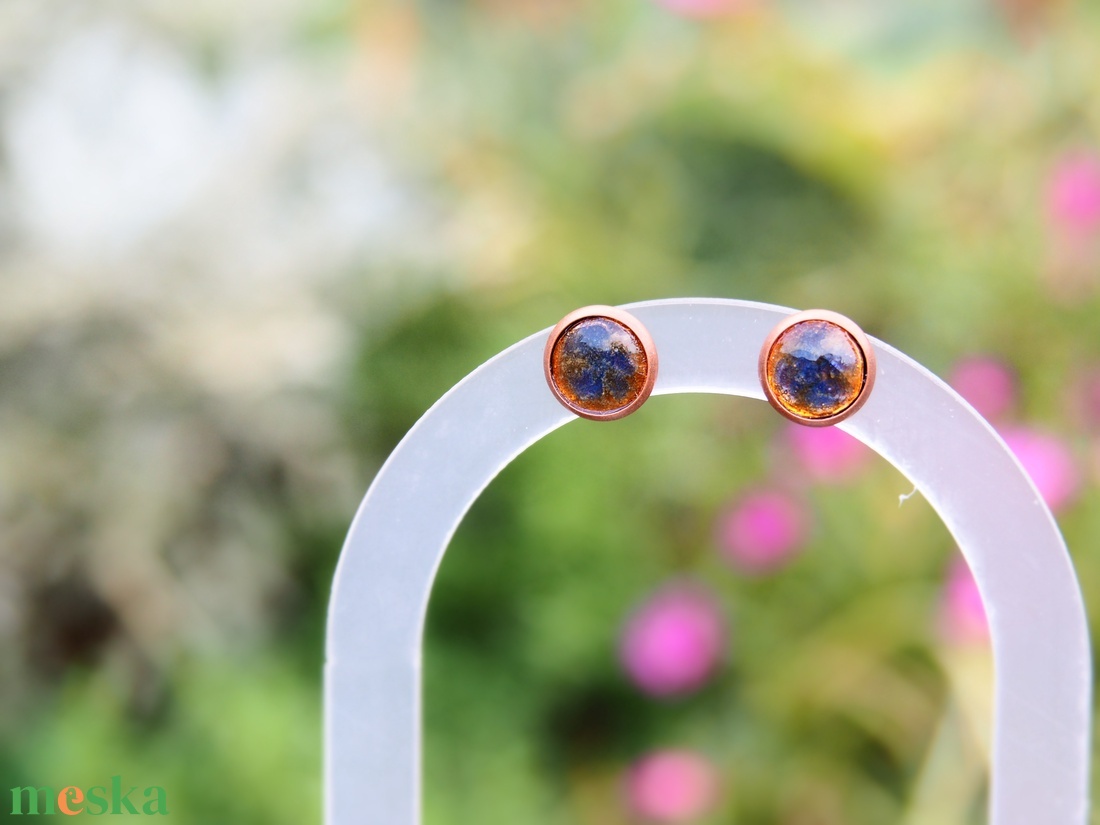 Bedugós fülbevaló - tűzzománc - kék-arany transzparens - ékszer - fülbevaló - pötty fülbevaló - Meska.hu Bedugós fülbevaló - tűzzománc - kék-arany transzparens - ékszer - fülbevaló - pötty fülbevaló - Meska.hu