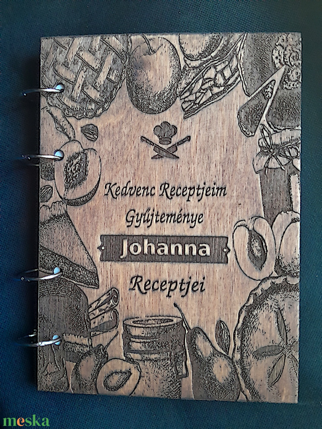 Üres Süteményes Receptkönyv,Névreszóló, Gravirozott Fa Borítóval - otthon & lakás - konyhafelszerelés, tálalás - sütés, főzés - receptfüzet - Meska.hu