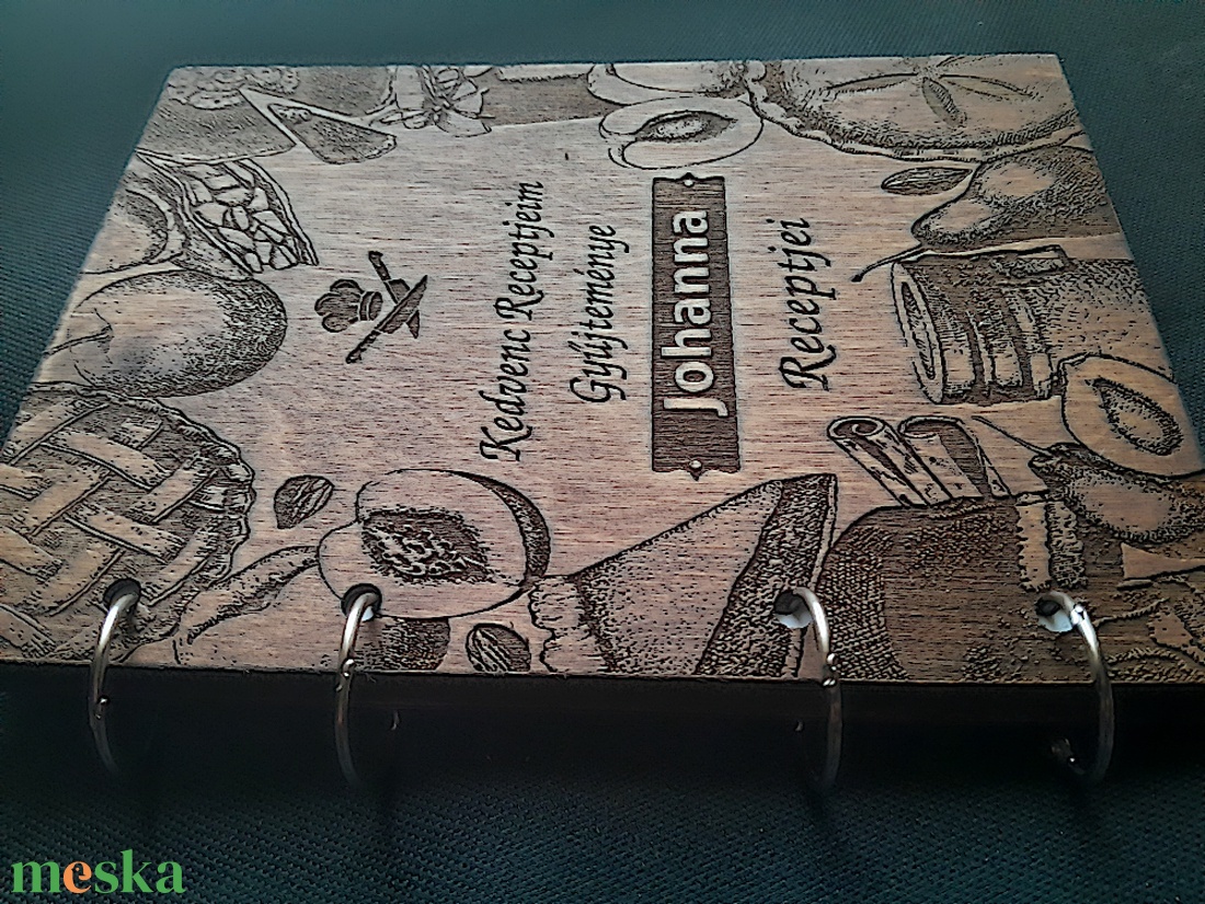 Üres Süteményes Receptkönyv,Névreszóló, Gravirozott Fa Borítóval - otthon & életmód - konyhafelszerelés, tálalás - sütés, főzés - receptfüzet - Meska.hu