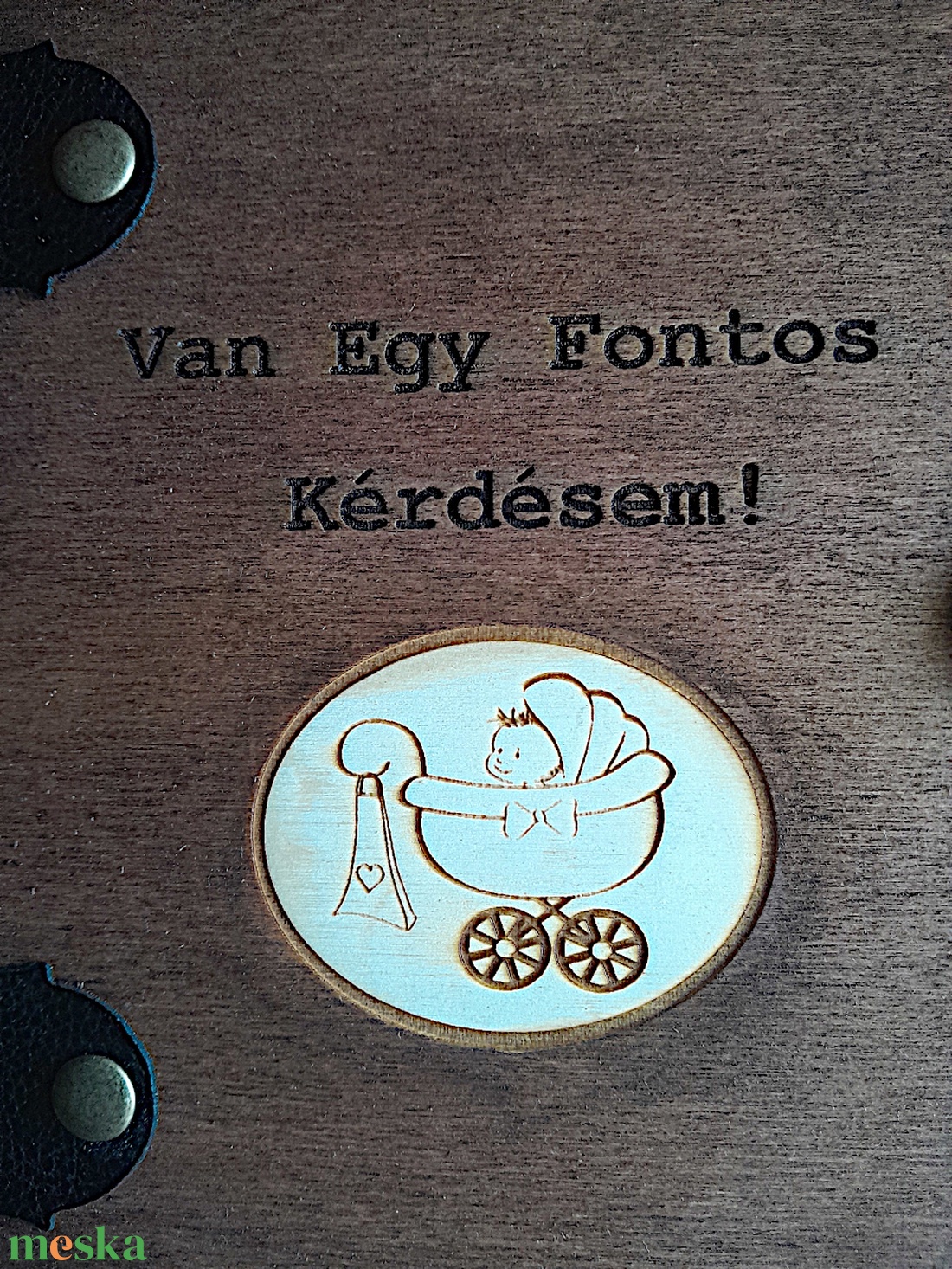 Keresztszülő Felkérő,Fából készült,Gravirozott,Könyvecske,Bőrpántos Kötéssel. - játék & sport - Meska.hu