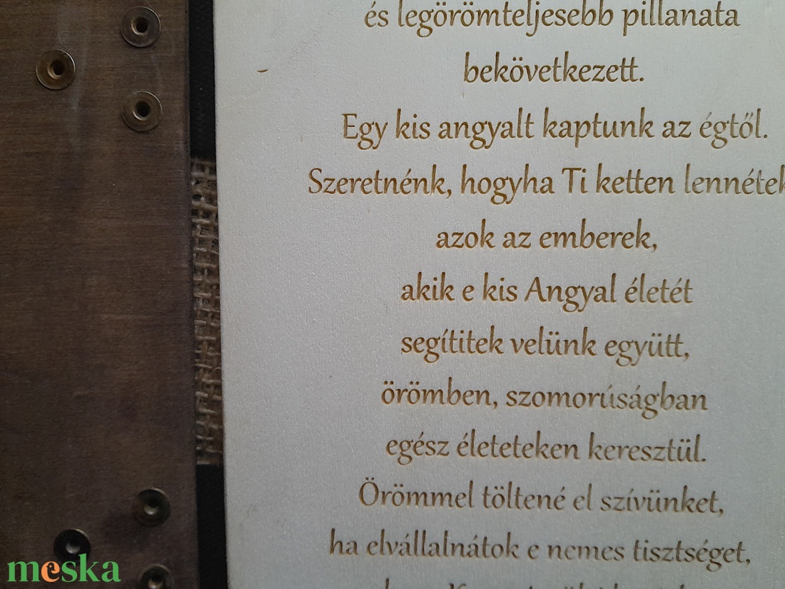 Keresztszülő Felkérő,Fából készült,Gravirozott,Könyvecske,Bőrpántos Kötéssel. - játék & sport - Meska.hu