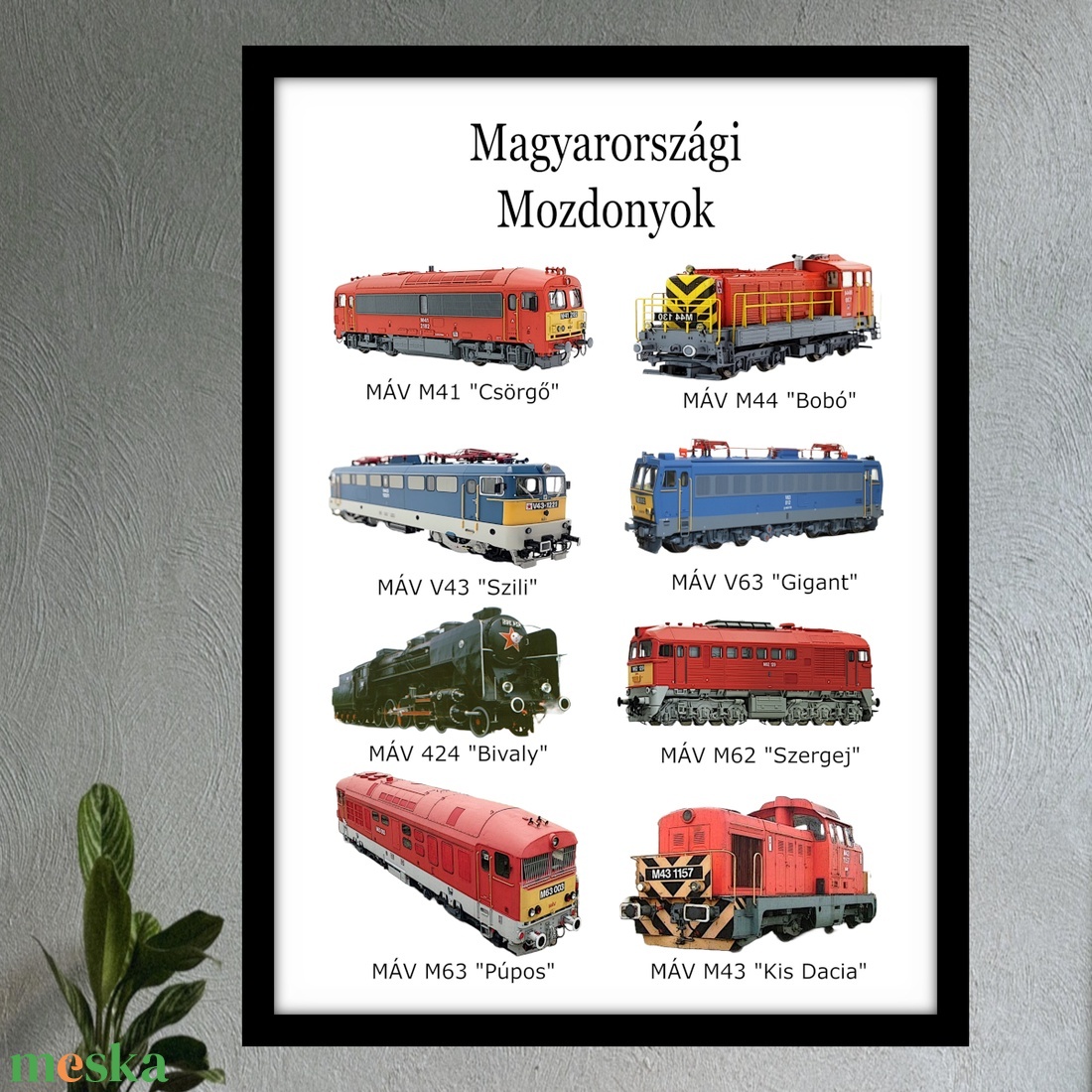 Magyarországi Mozdonyok  Falikép Fa Keretben (A4 méretű nyomat) - otthon & életmód - dekoráció - kép & falikép - plakát - Meska.hu