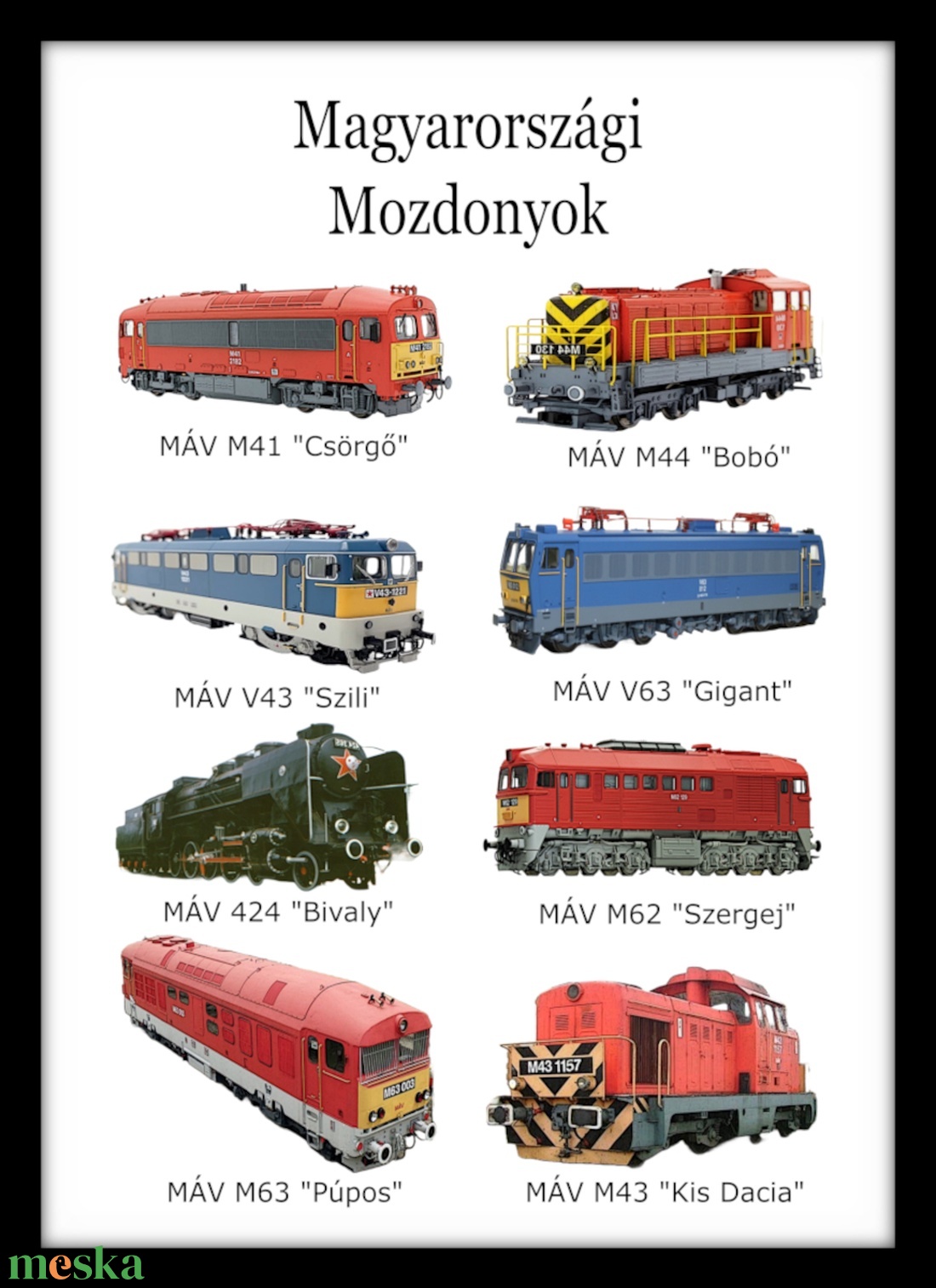 Magyarországi Mozdonyok  Falikép Fa Keretben (A4 méretű nyomat) - otthon & életmód - dekoráció - kép & falikép - plakát - Meska.hu