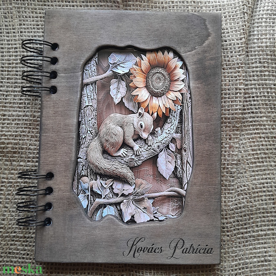 Mókus És Napraforgó-Egyedi, Névre Szóló Napló-Notesz  Spirálkötéses A5 Méretben - otthon & életmód - papír, írószer - jegyzetfüzet & napló - Meska.hu
