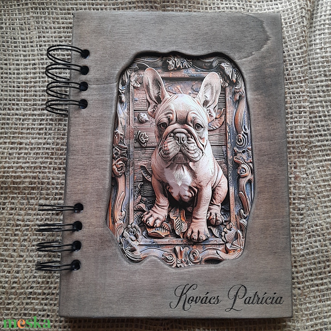 Francia Buldog-Egyedi, Névre Szóló Napló-Notesz  Spirálkötéses A5 Méretben - otthon & életmód - papír, írószer - jegyzetfüzet & napló - Meska.hu