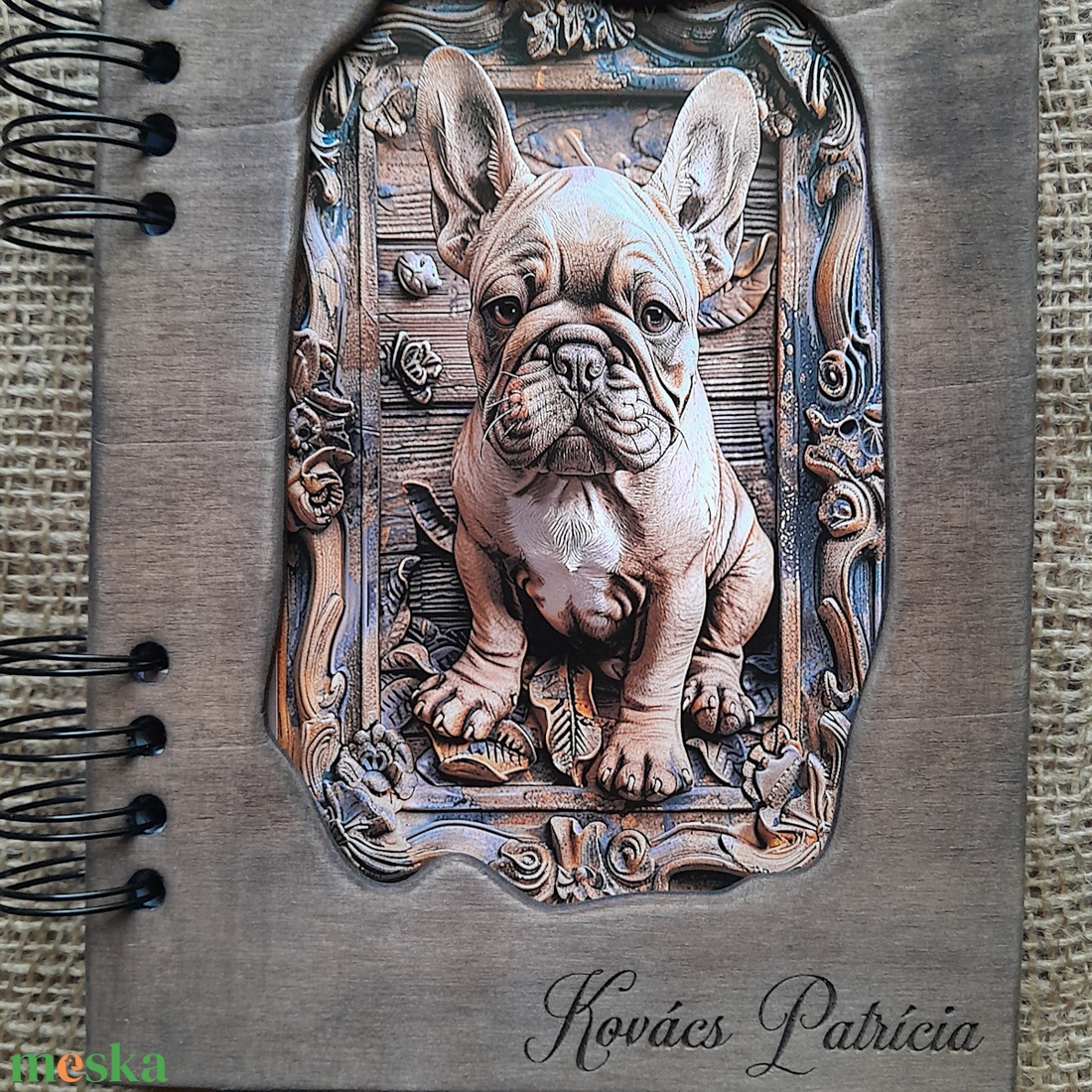 Francia Buldog-Egyedi, Névre Szóló Napló-Notesz  Spirálkötéses A5 Méretben - otthon & életmód - papír, írószer - jegyzetfüzet & napló - Meska.hu