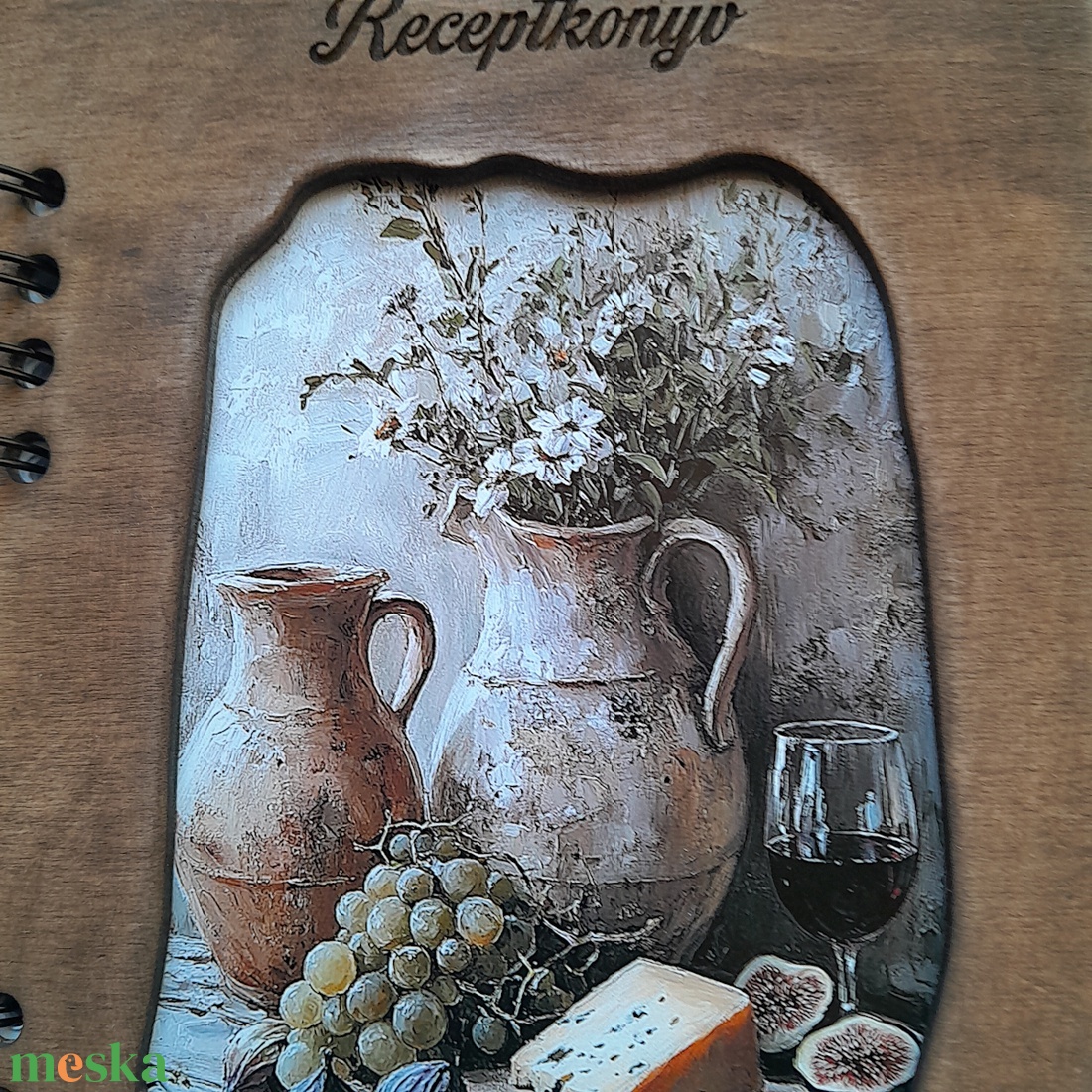 Üres  Receptkönyv,Névre szóló, Gravirozott Fa Borítóval,Spirál kötéssel - otthon & életmód - konyhafelszerelés, tálalás - sütés, főzés - receptfüzet - Meska.hu
