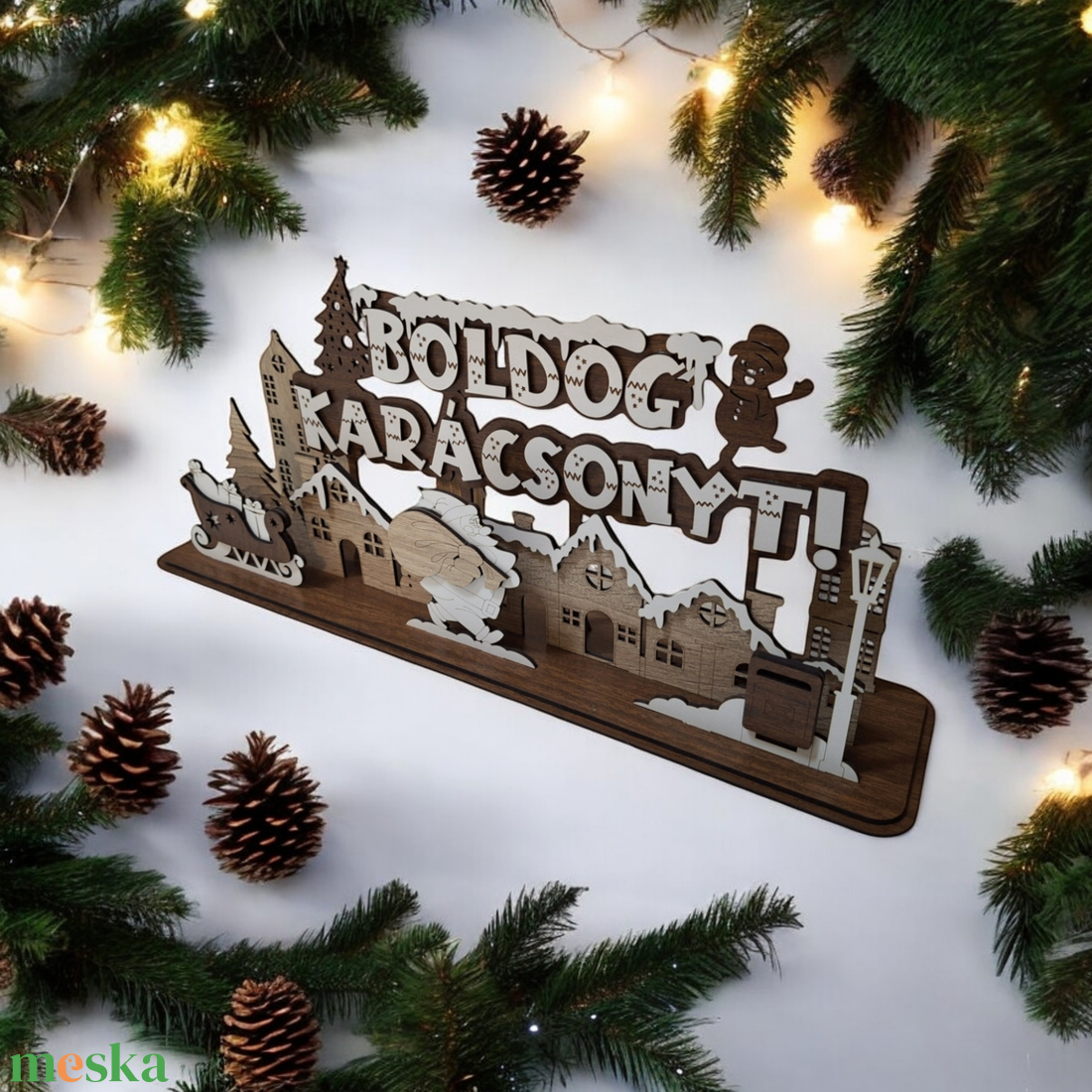 Karácsonyi asztaldekoráció falu - karácsony - karácsonyi lakásdekoráció - ünnepi asztaldekoráció - Meska.hu