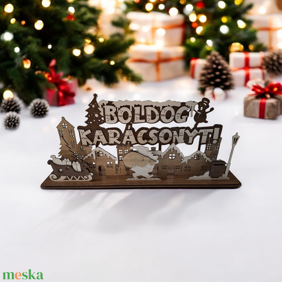 Karácsonyi asztaldekoráció falu - karácsony - karácsonyi lakásdekoráció - ünnepi asztaldekoráció - Meska.hu