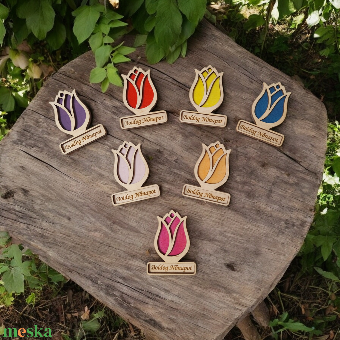 Nőnapi/anyák napi tulipánfejes hűtőmágnes  - otthon & életmód - dekoráció - virágdísz és tartó - virágtartó - Meska.hu