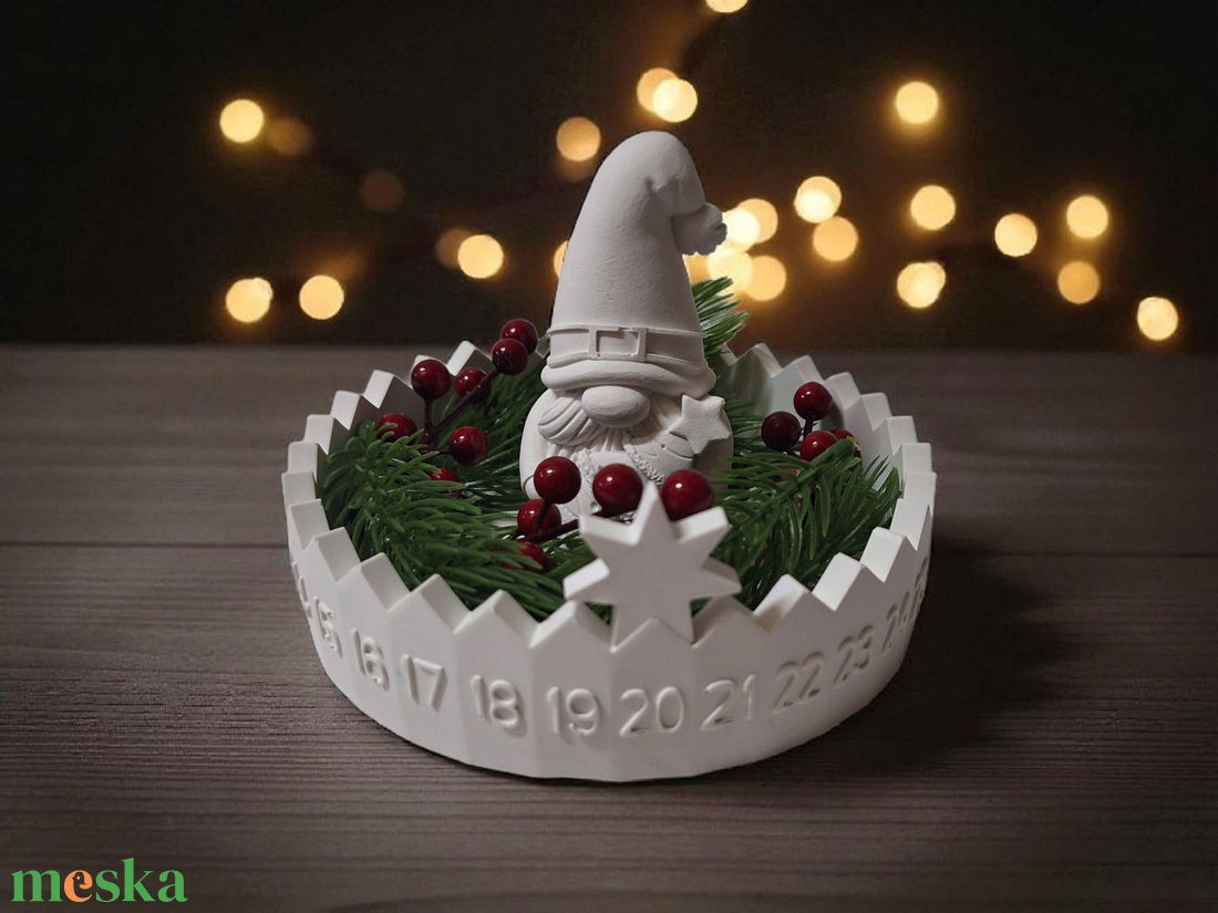 Karácsonyi asztaldekoráció - kerámia adventi számláló - karácsony - karácsonyi lakásdekoráció - ünnepi asztaldekoráció - Meska.hu