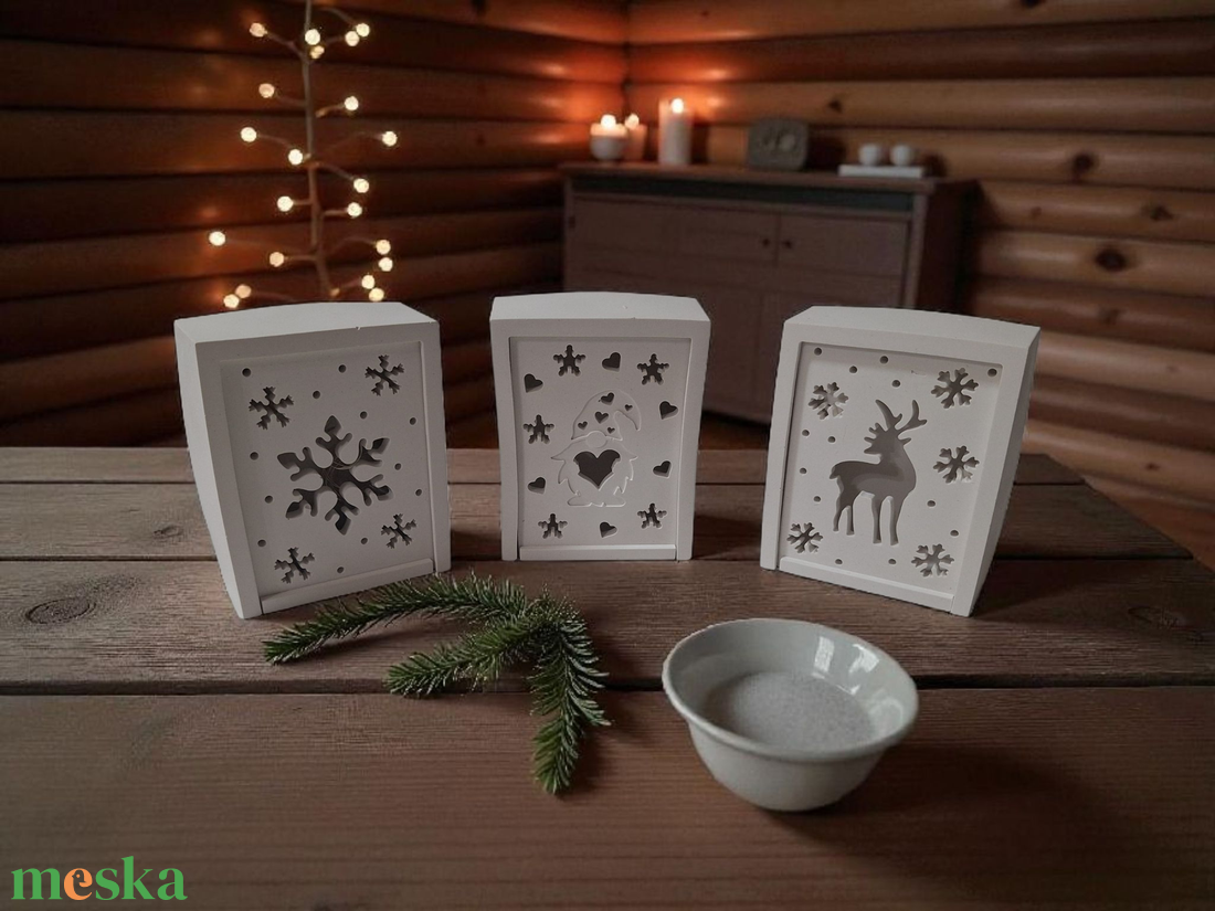 Karácsonyi asztaldekoráció - kerámia mécsestartó - karácsony - karácsonyi lakásdekoráció - ünnepi asztaldekoráció - Meska.hu