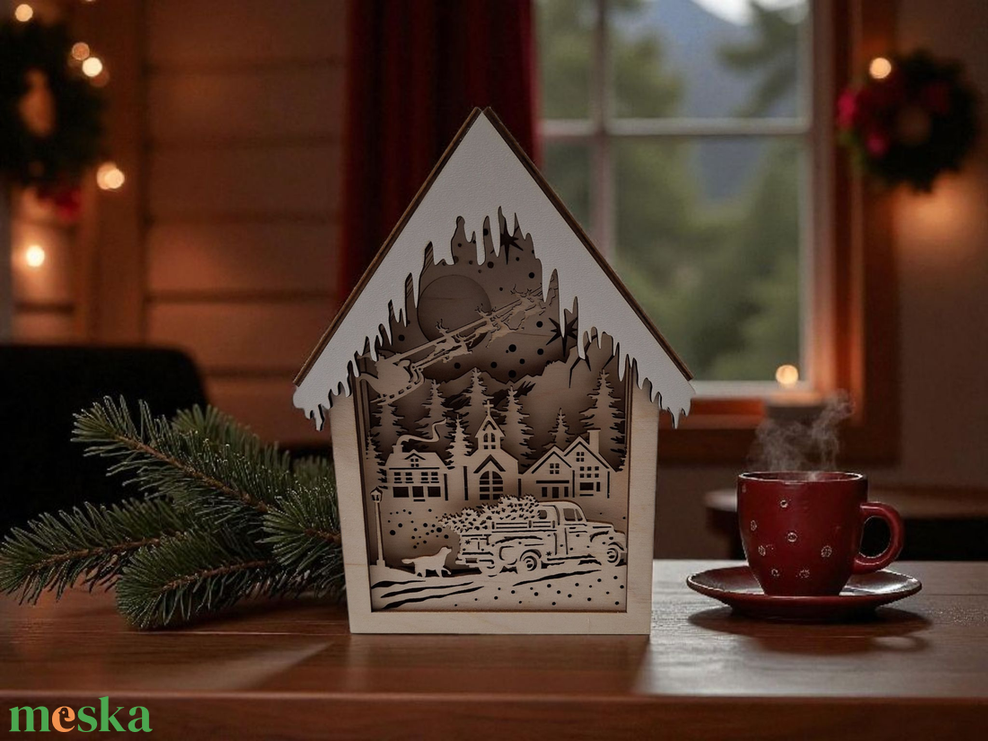 Karácsonyi dísz világítással - karácsony - karácsonyi lakásdekoráció - karácsonyi fénydekoráció - Meska.hu