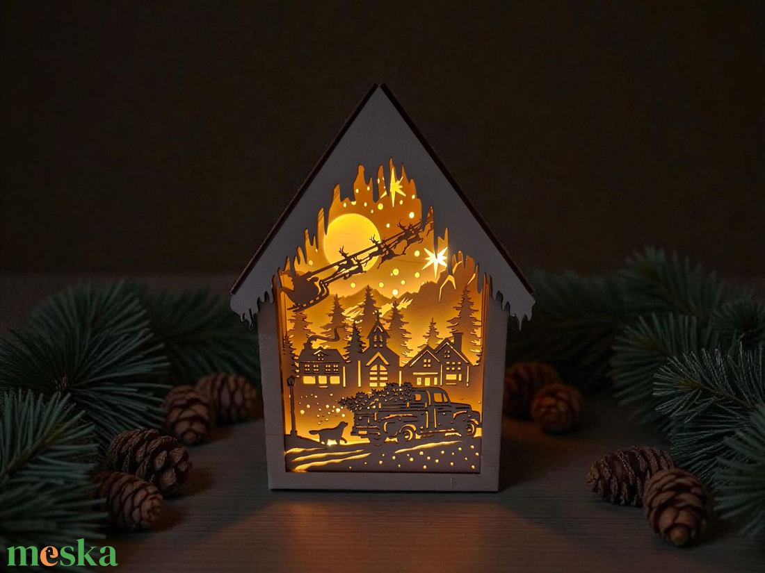 Karácsonyi dísz világítással - karácsony - karácsonyi lakásdekoráció - karácsonyi fénydekoráció - Meska.hu
