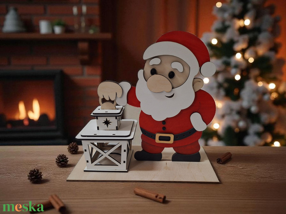 Karácsonyi dísz világítással - Mikulás (télapó) - karácsony - karácsonyi lakásdekoráció - karácsonyi fénydekoráció - Meska.hu