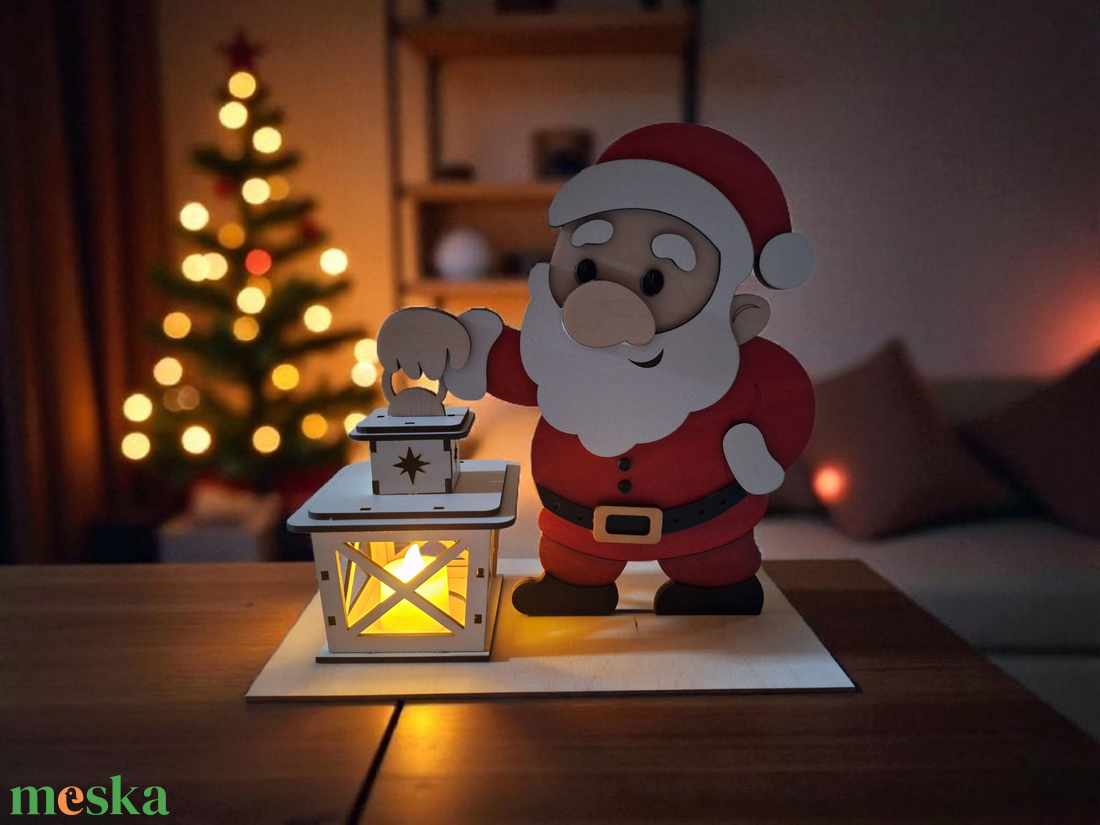 Karácsonyi dísz világítással - Mikulás (télapó) - karácsony - karácsonyi lakásdekoráció - karácsonyi fénydekoráció - Meska.hu