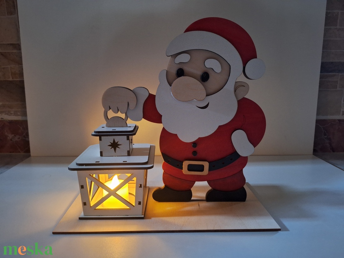 Karácsonyi dísz világítással - Mikulás (télapó) - karácsony - karácsonyi lakásdekoráció - karácsonyi fénydekoráció - Meska.hu