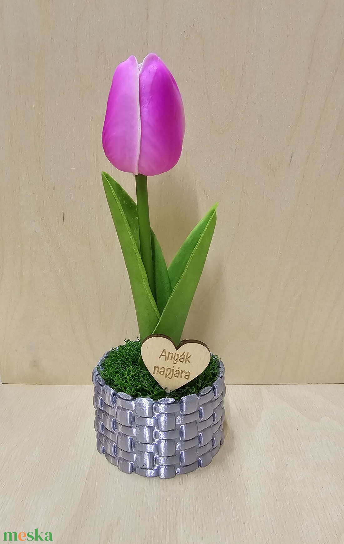 Mini kosárka tulipánnal - otthon & életmód - dekoráció - asztal és polc dekoráció - asztaldísz - Meska.hu