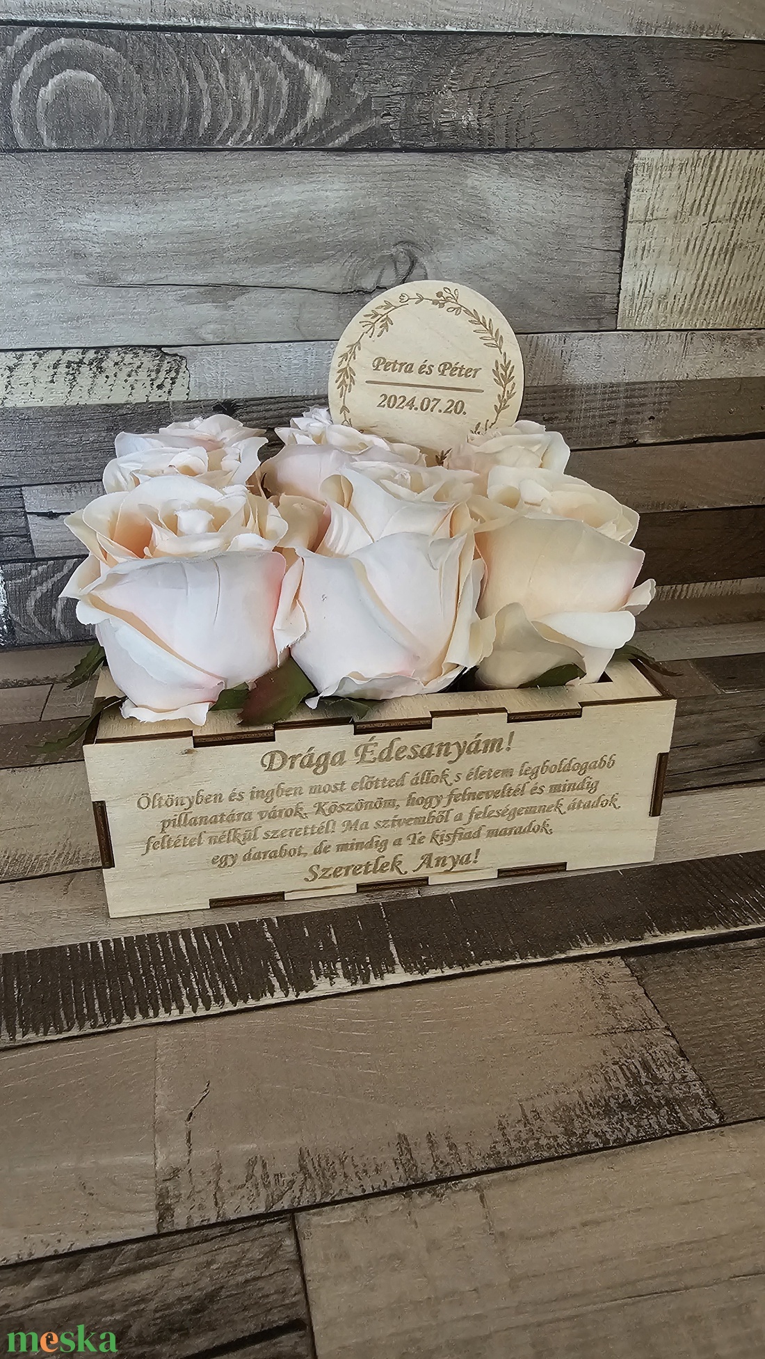Esküvői köszönő ajándék virágbox 1 pár - esküvő - emlék & ajándék - szülőköszöntő ajándék - Meska.hu