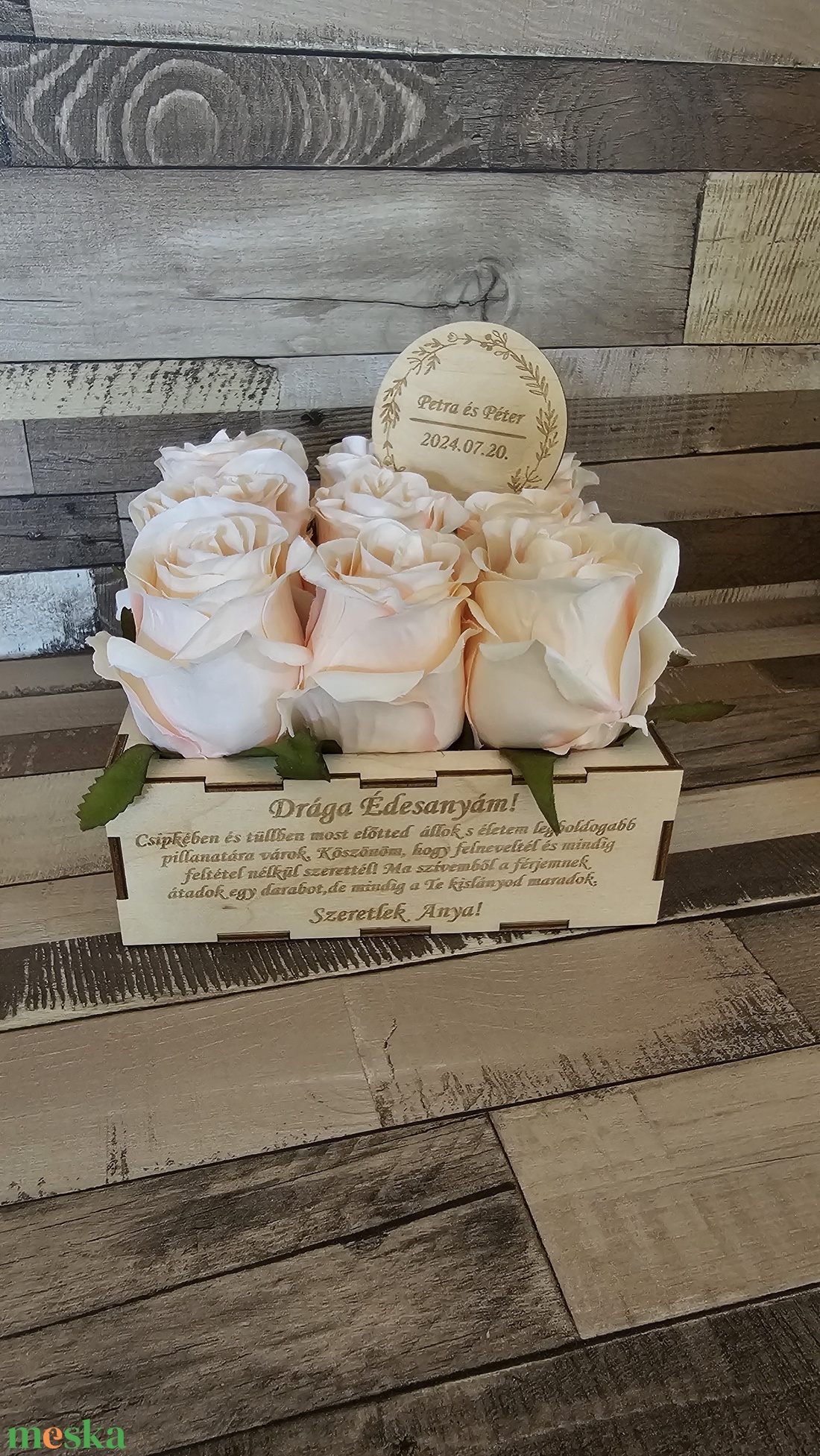 Esküvői köszönő ajándék virágbox 1 pár - esküvő - emlék & ajándék - szülőköszöntő ajándék - Meska.hu